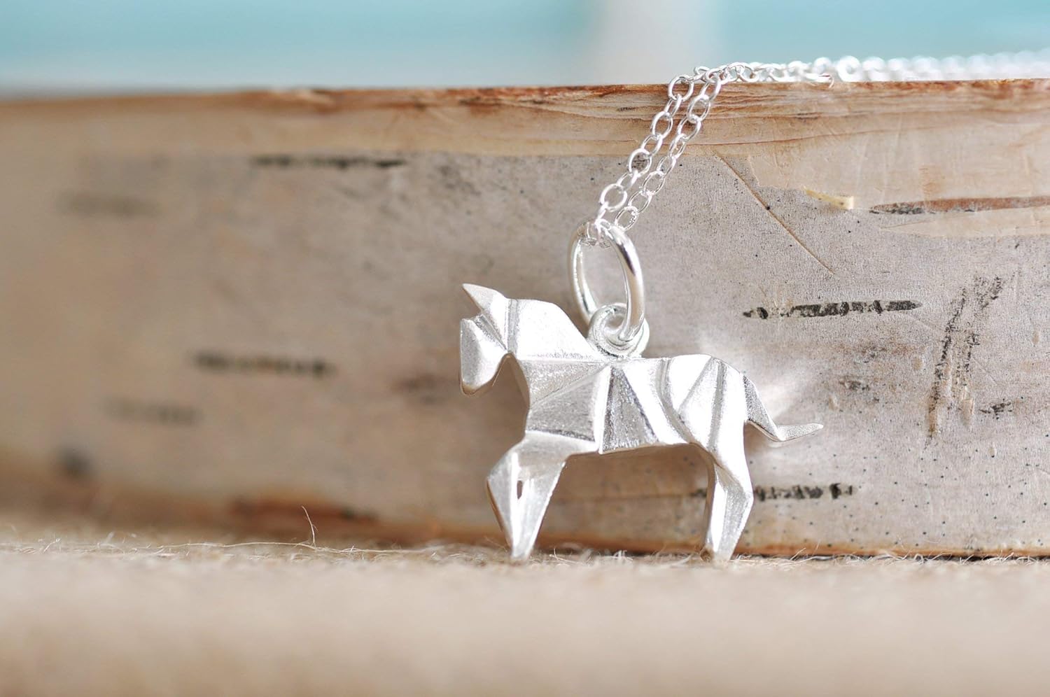 Origami Horse Necklace in Sterling Silver with 16 Inch Chain - Image 4