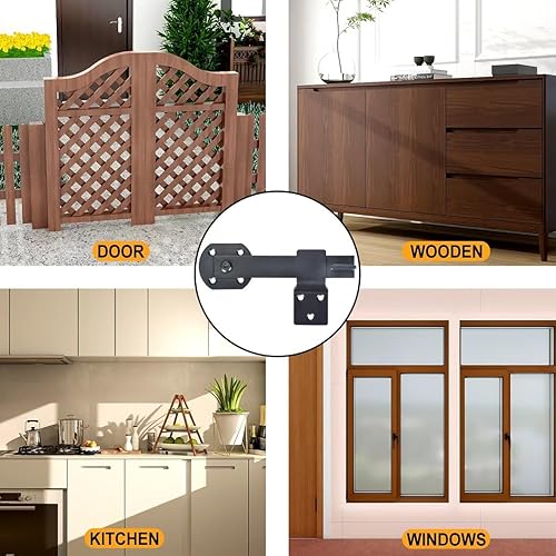 Miniatura 6 de Cerradura de puerta rústica de granero para barra, puerta de gabinete de 6.5 pulgadas de longitud, revestimiento de polvo de hierro resistente (2