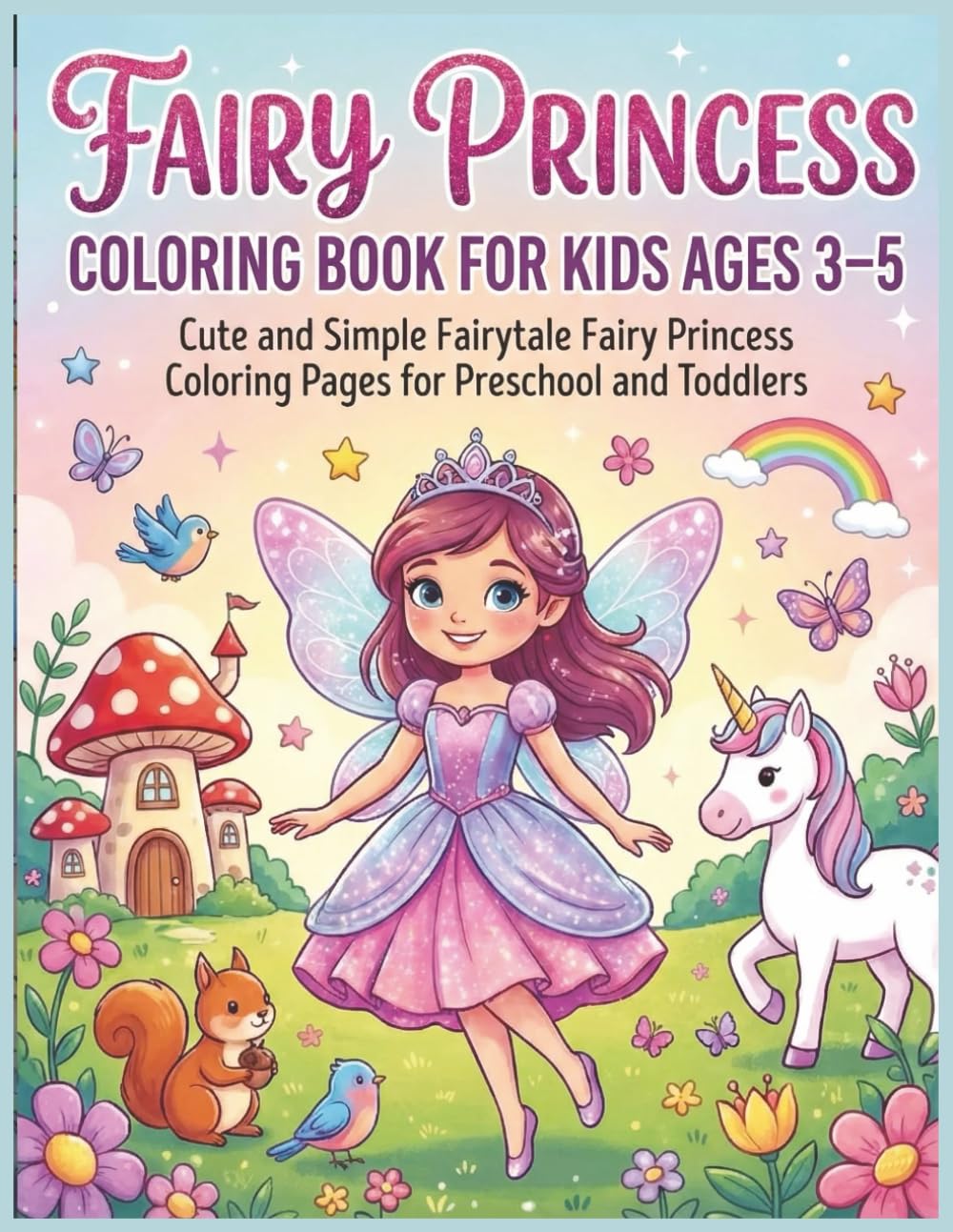 Fairy Princess Coloring Book for Kids Ages 3–5: Cute and Simple Fairytale Fairy Princess Coloring Pages for Preschool and Toddlers