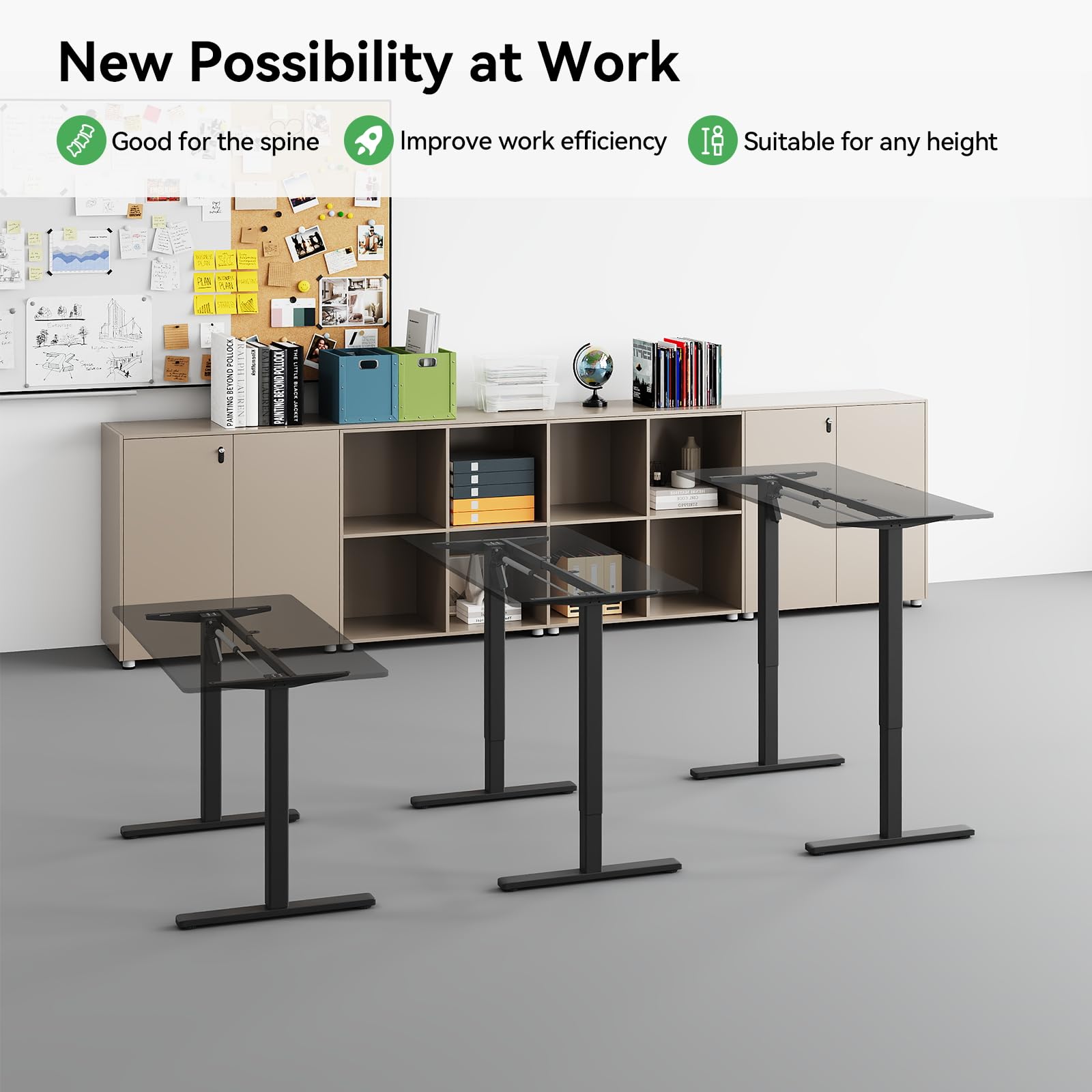 Gamork Electric Standing Desk Frame Height and Length Adjustable Legs for Home Office Ergonomic Stand Up Desk Frame with 220lbs Powerful Motor & 3 Memory Settings (Black)