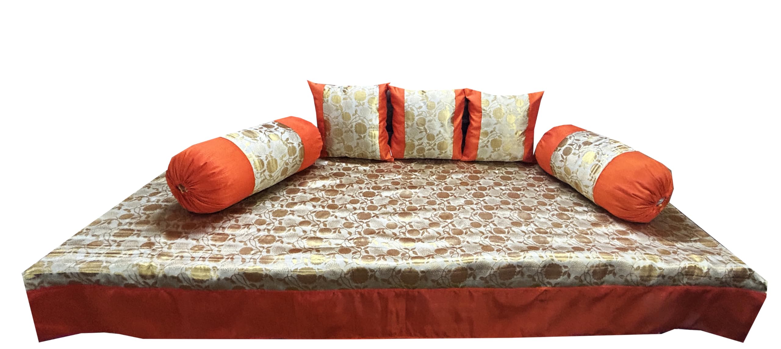 PINK PARROT Artsilk Jaipur Block Print 180 TC 100% Diwan Set Covers 6 Pieces Designer Printed Standard Diwan Set (1 Single Bedsheet, 2 Bolster Covers, 3 Cushion Covers) D-dd2-picture-12