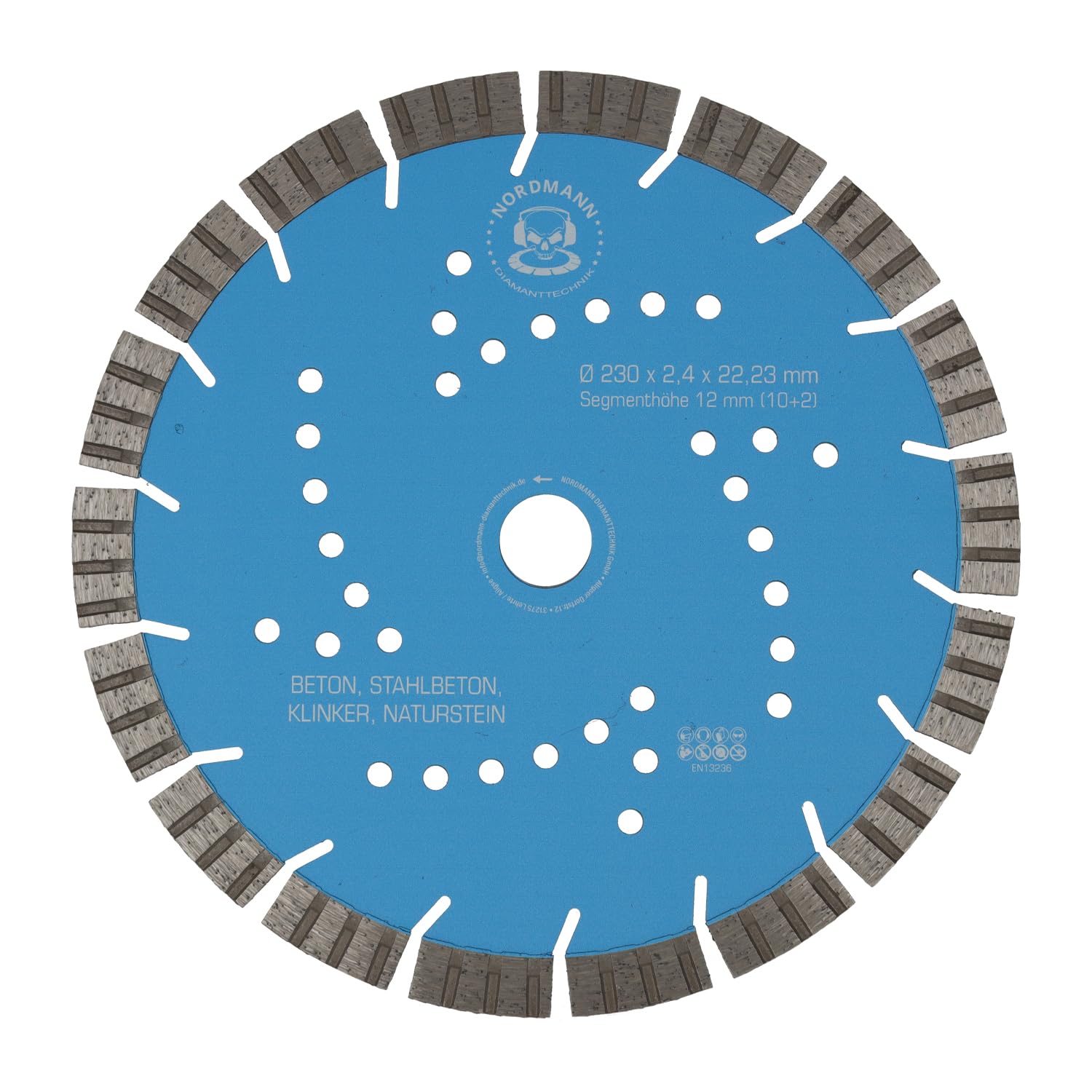 Disco de corte de diamante N-12 Turbo Ø 230 mm x 22,23 mm, disco de diamante para hormigón, hormigón armado, clinker y ladrillo