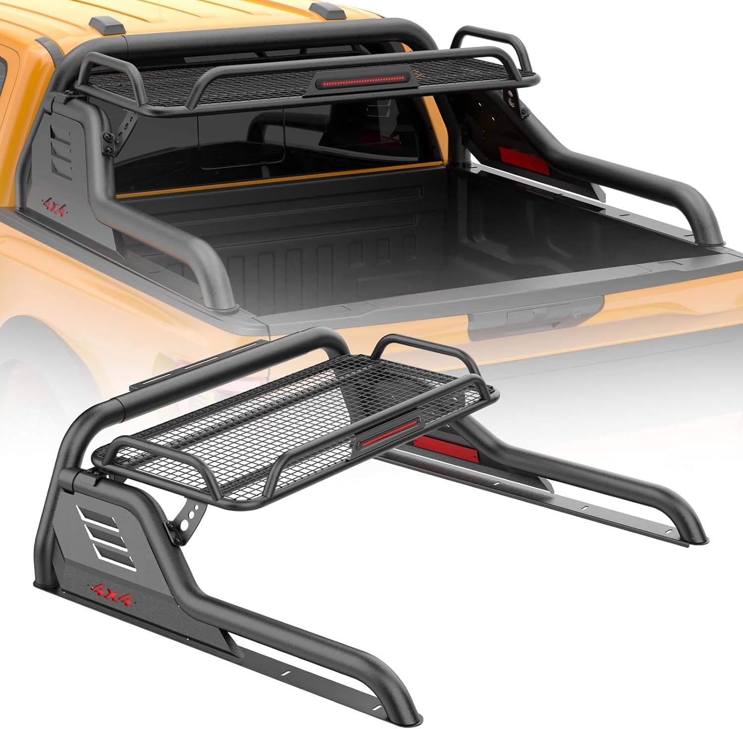 Truck Bed Roll Bars for Full Sizes & Mid Size Pickup Truck,Sport Rack Roll Bars with Cargo Basket Fit for Ford F-150,Ram 1500,Ranger,Tundra,GMC Sierra 1500,Chevy Silverado 1500,Frontier and Titan