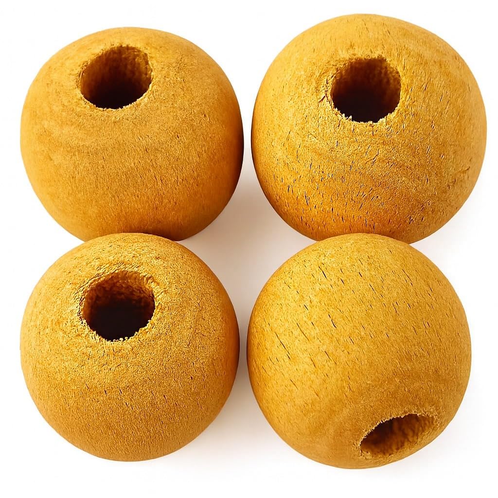 4 Pcs Big Size Natural Wooden Beads for Craft Making, Home Decor, DIY, 40mm-image-17