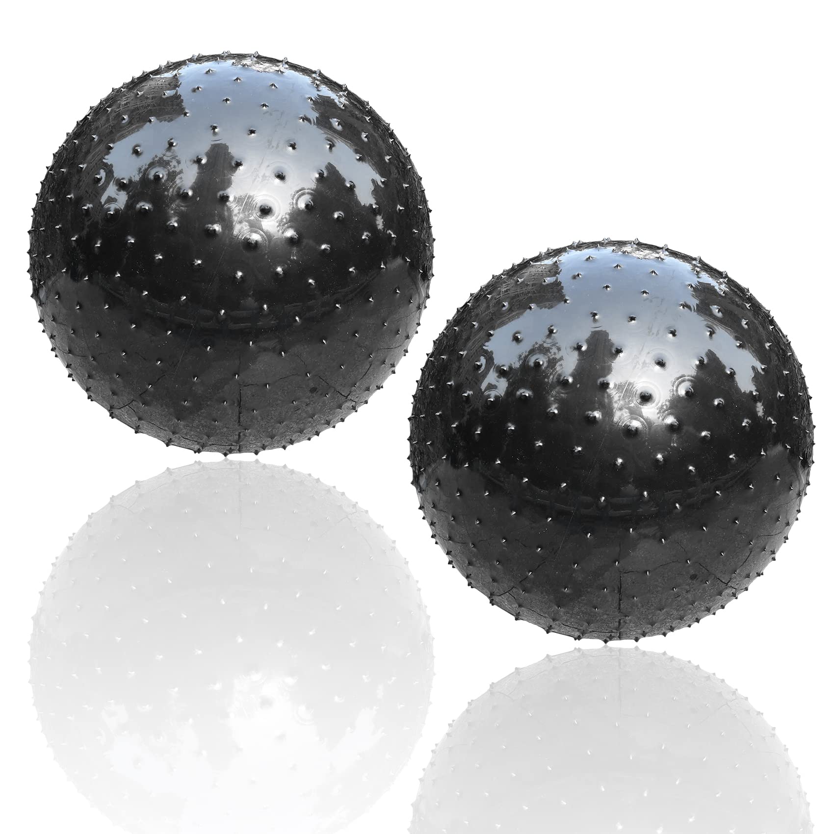 Large Sensory Massage Ball for Kids, 33.5" 85cm Bouncy Exercise Ball, Big Inflatable Ball with Tactile Stimulation Spikes, Outdoor Yoga Ball, Large Beach Ball (33.5" 85CM, 2 sets black balls)