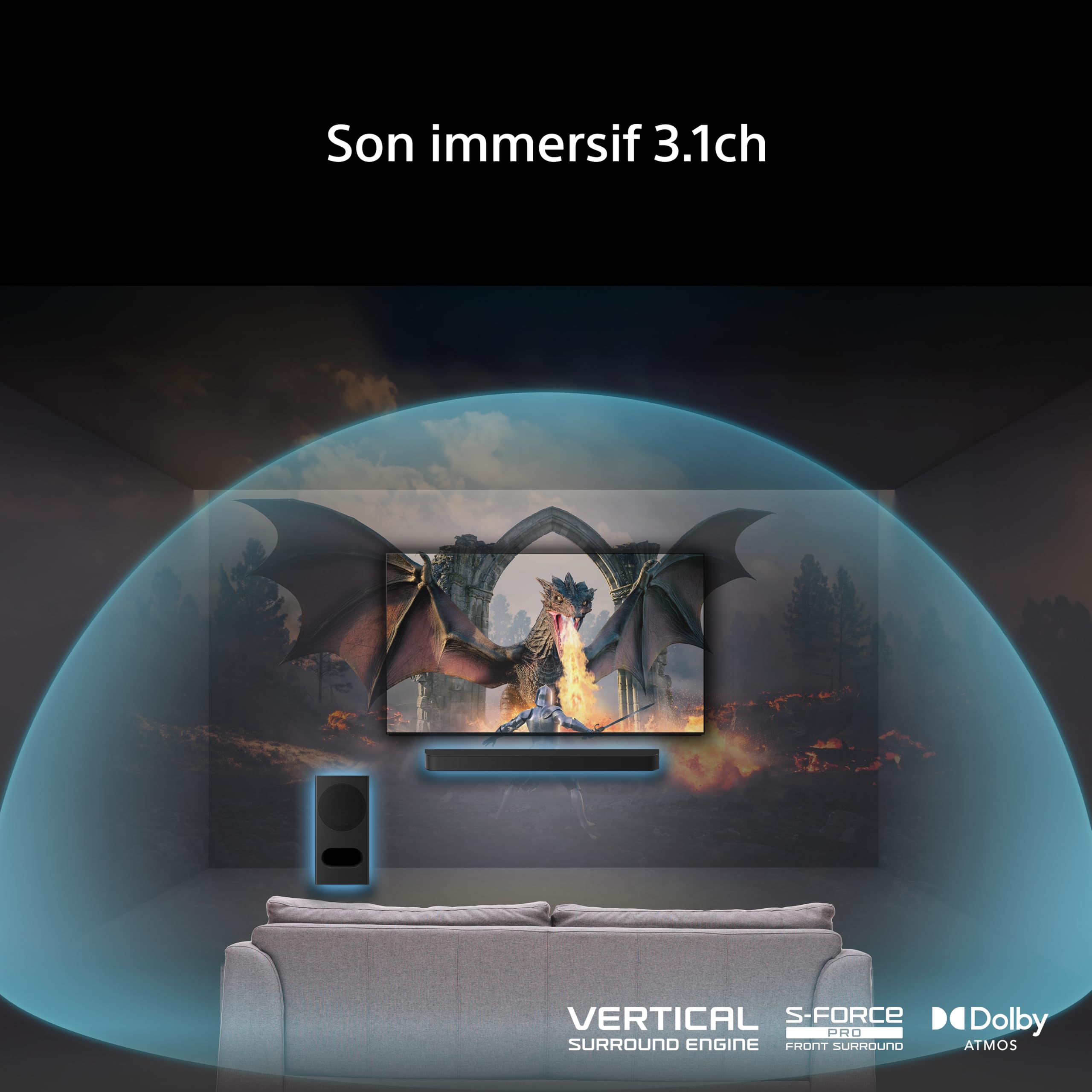 Sony BRAVIA Theatre Bar 5 Barre de Son 3.1 canaux Dolby Atmos DTS:X Bluetooth