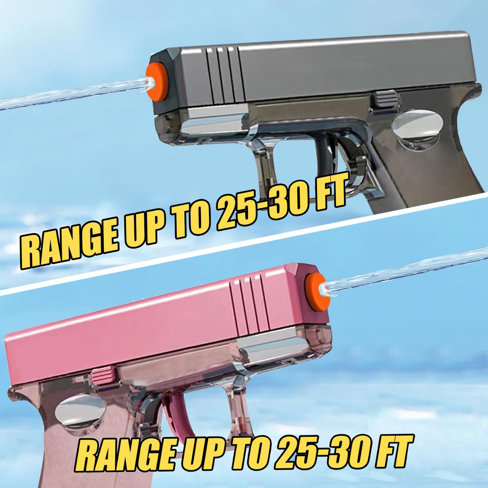 2 Pack Water Guns Water Blaster Squirt Guns Water Soaker Gun for Summer Long Range Shooting Games Outdoor Toys Water Blaster Pistol for Boys Girl Kids Adults Pink and Gray