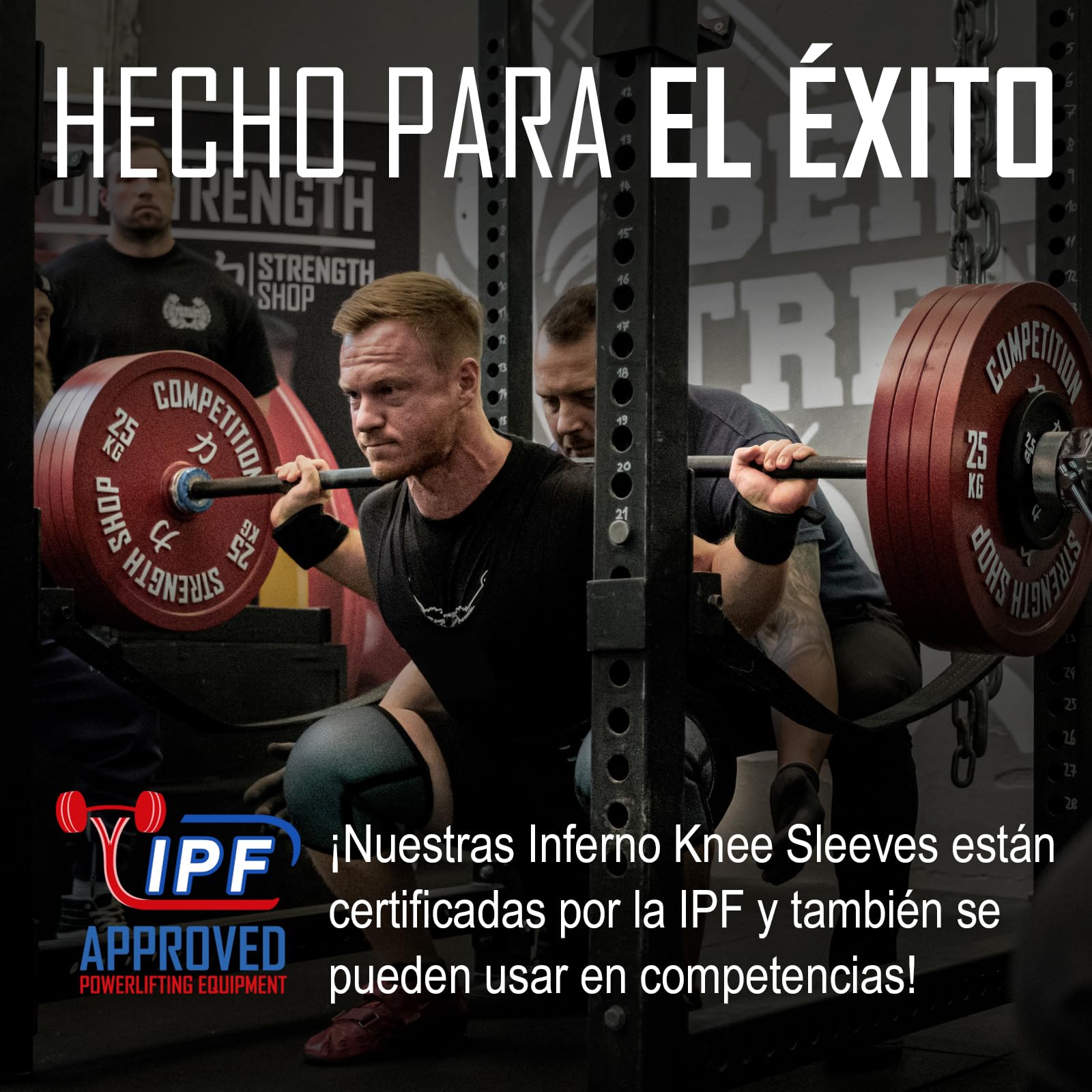 Strength Shop Rodilleras Neopreno 7mm Certificada IPF para Mujeres y Hombres, Rodilleras Crossfit ultraresistentes, Rodilleras Gym Ideales para Powerlifting, Halterofilia y más