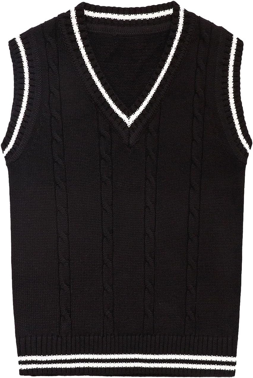 Boys' V-Neck Sweater Vest Girls Sleeveless Knitted Tops JK School Uniform Classic Knit Pullover Teen Kids Preppy Sweater Vest
