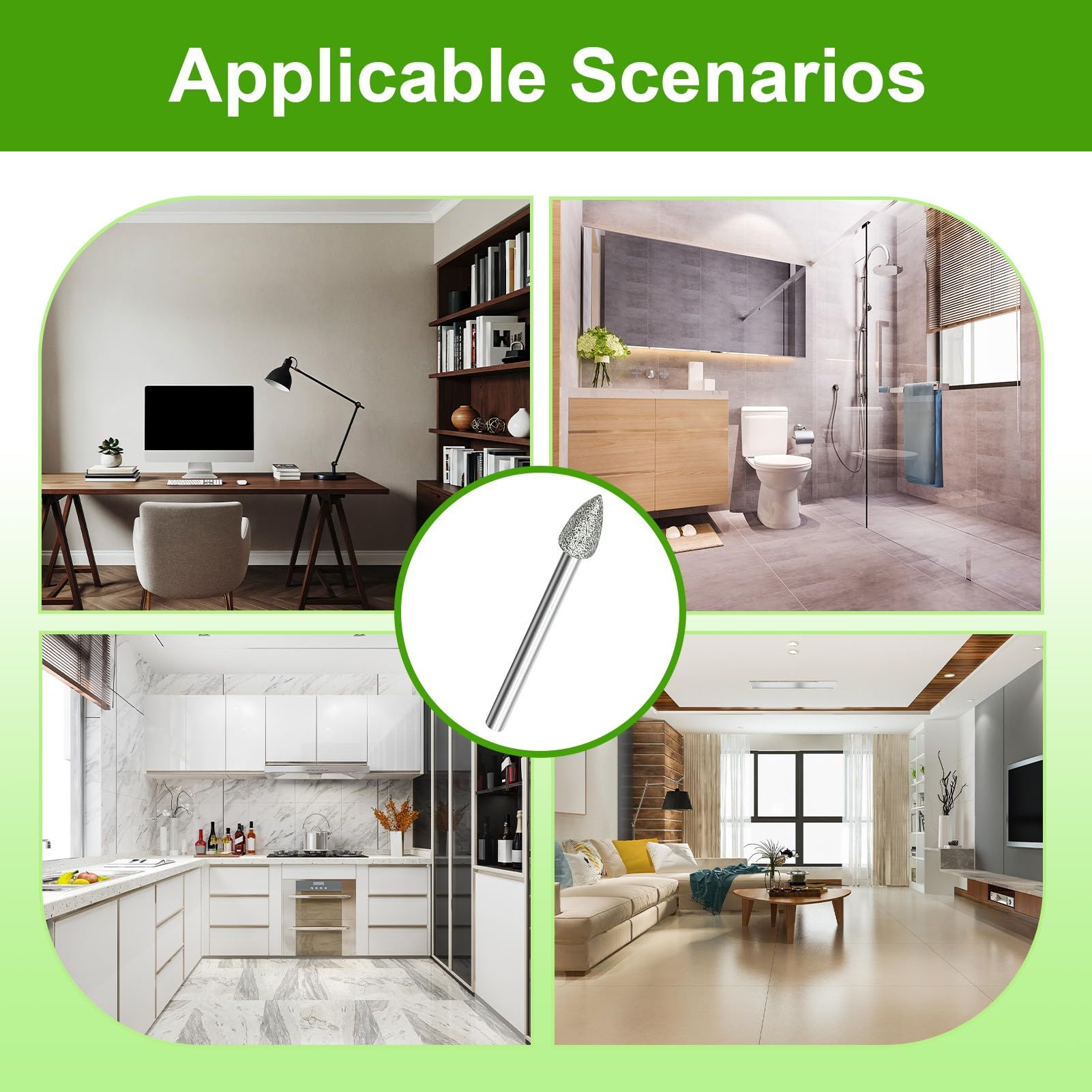 Set di 20 frese diamantate per utensili rotanti Dremel, accessori per pietra, vetro, ceramica, levigatura, lucidatura