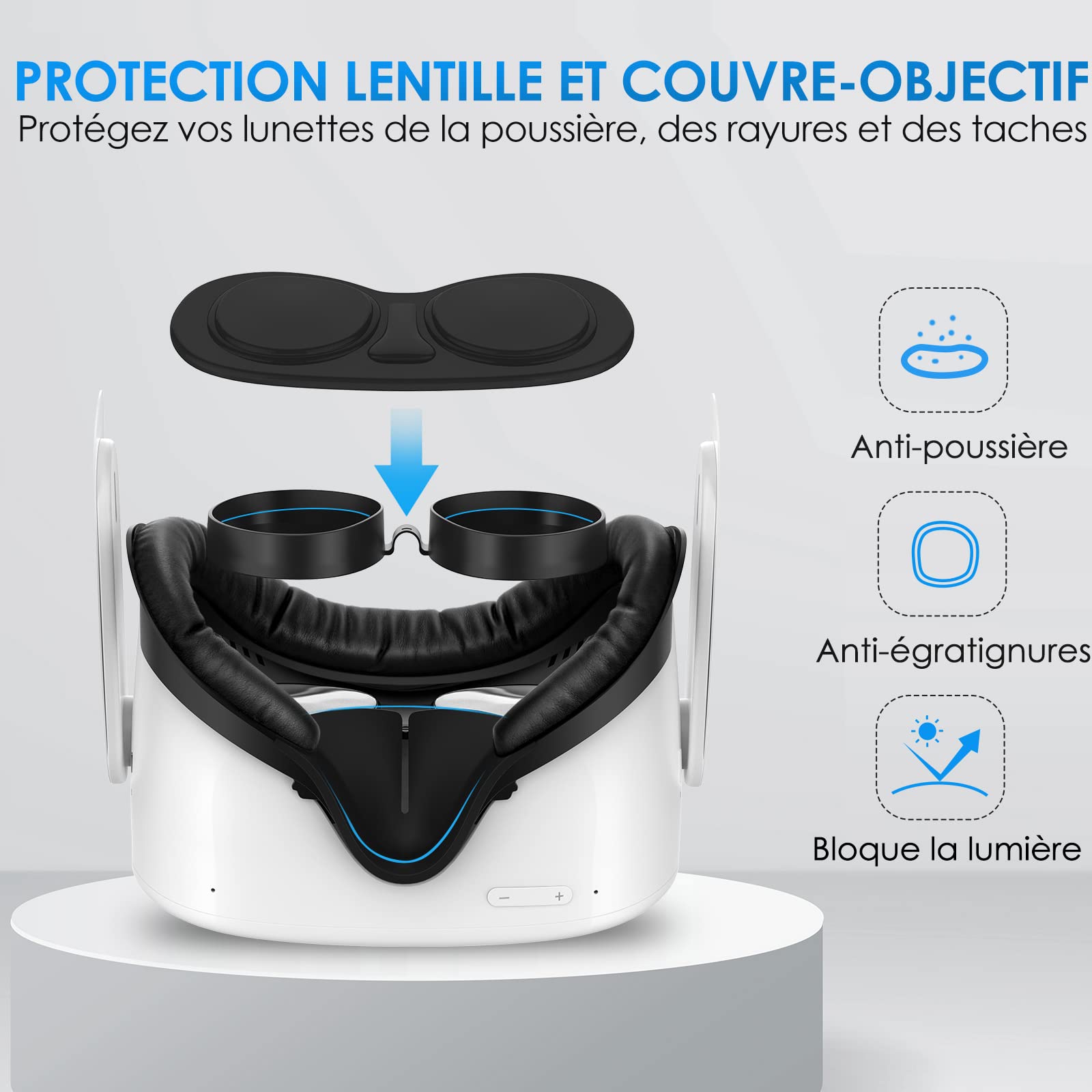 Interface Faciale pour Oculus Meta Quest 2 Accessoires Kit 7 en 1 avec Coussin de Protection