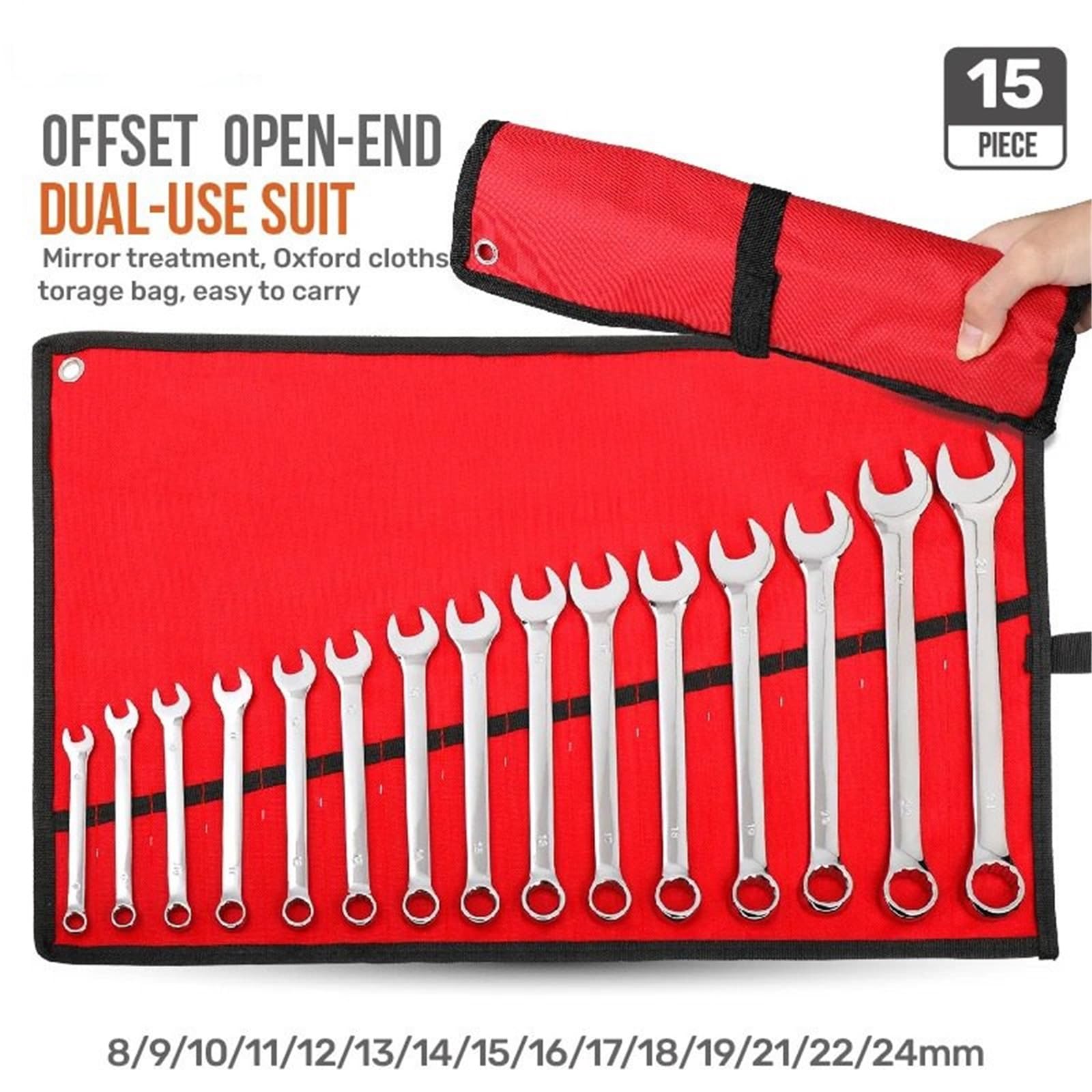 Telescopic Ratchet Zestaw kluczy płasko-oczkowych offsetowych podwójnego zastosowania Otwarty zestaw oczkowych typu Combo narzędzi ręcznych do naprawy w domu Klucze dynamometryczne(COM5396)