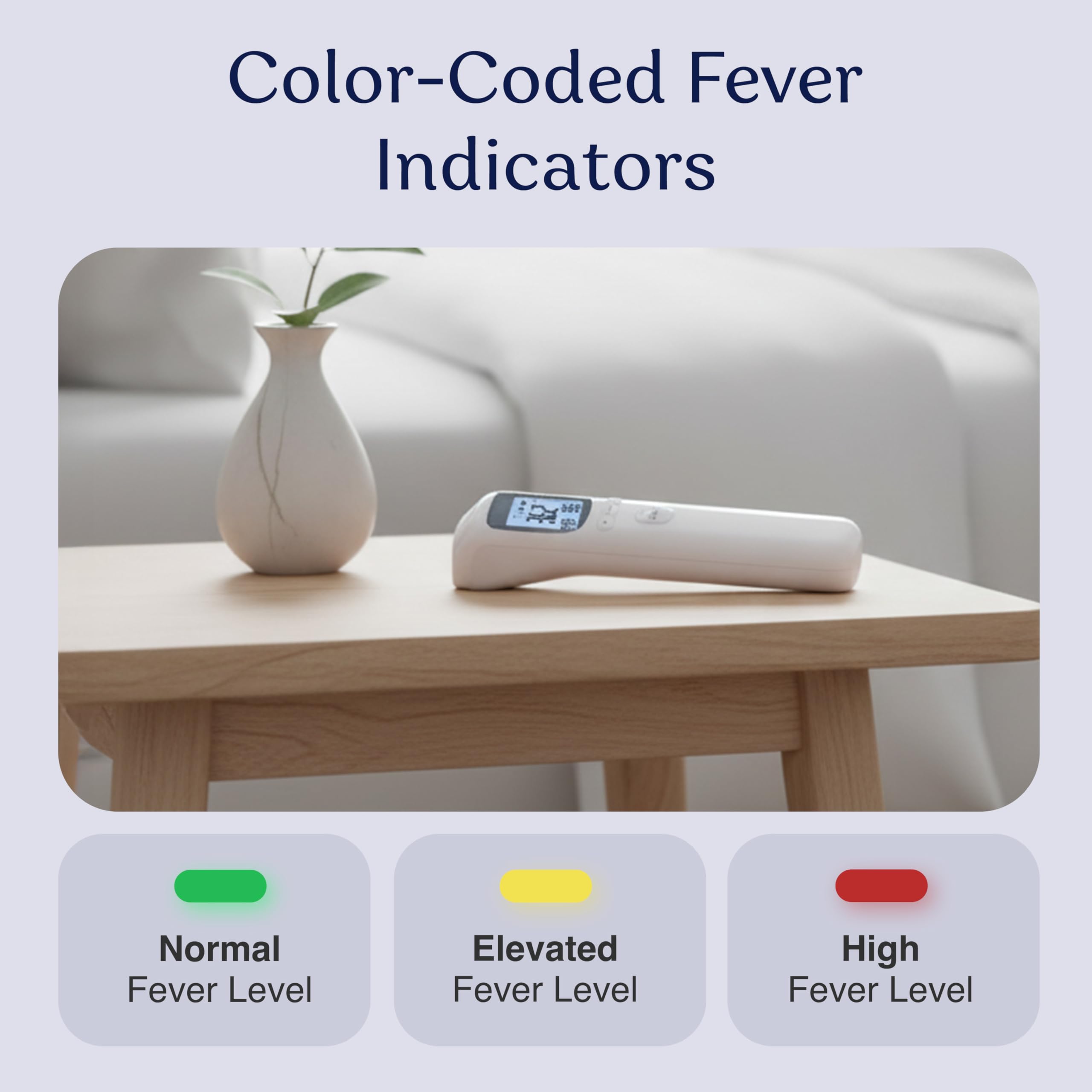 Smart Med Alert Infrarot-Stirnthermometer, 1-Sekunden-Anzeige, Fieberalarm, berührungslose Messung, 32 Speichersets, 3 farbcodierte Anzeigen, Thermometer für Erwachsene, Kinder u