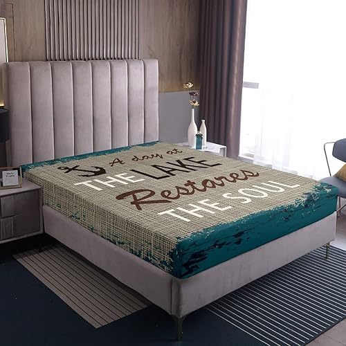 Miniatura 5 de Lake House - Juego de sábanas tamaño Queen, juego de ropa de cama con temática náutica de lago y océano para niños y adultos, juego de sábanas de