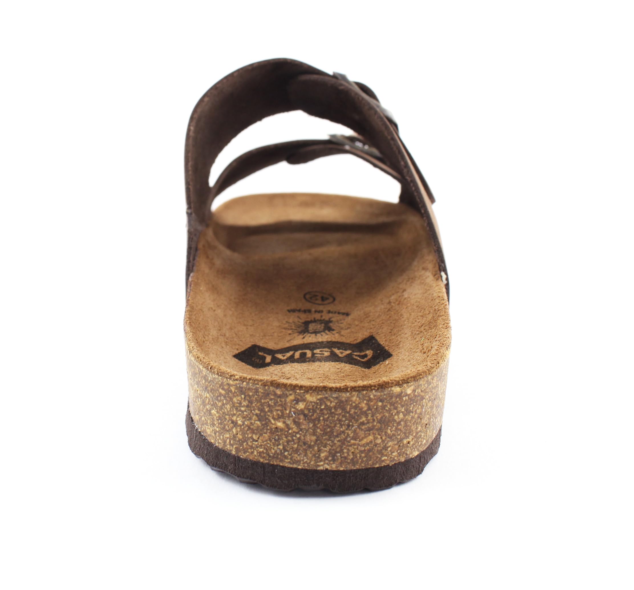 Casual Sandali da uomo in pelle nabuk con suola in sughero e suola in sughero, realizzati in Spagna, marrone, 47 EU