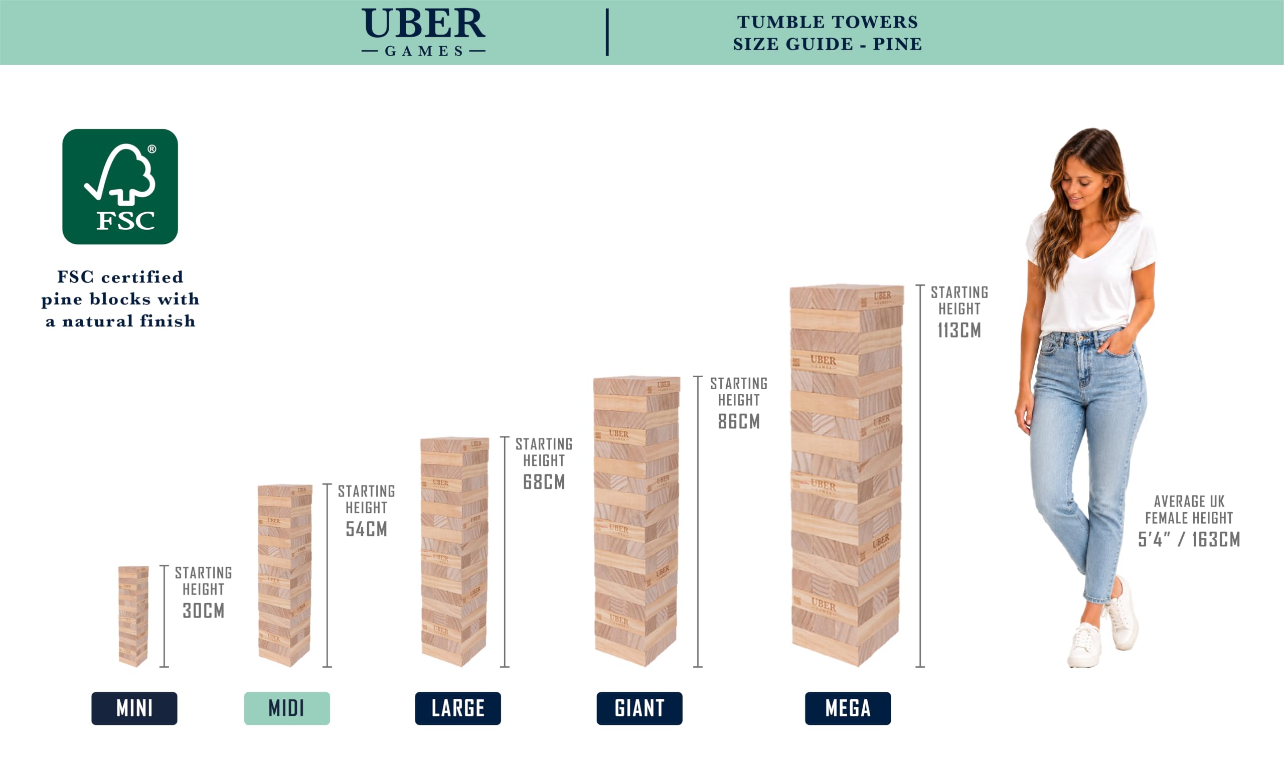 Jenga géant - taille : Moyen 90cm - Ubergames