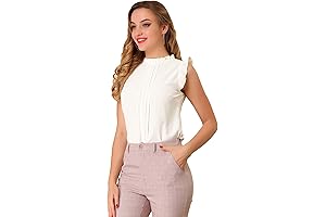 Women's Ruffled Office Blouse - Timeless Elegance for Work