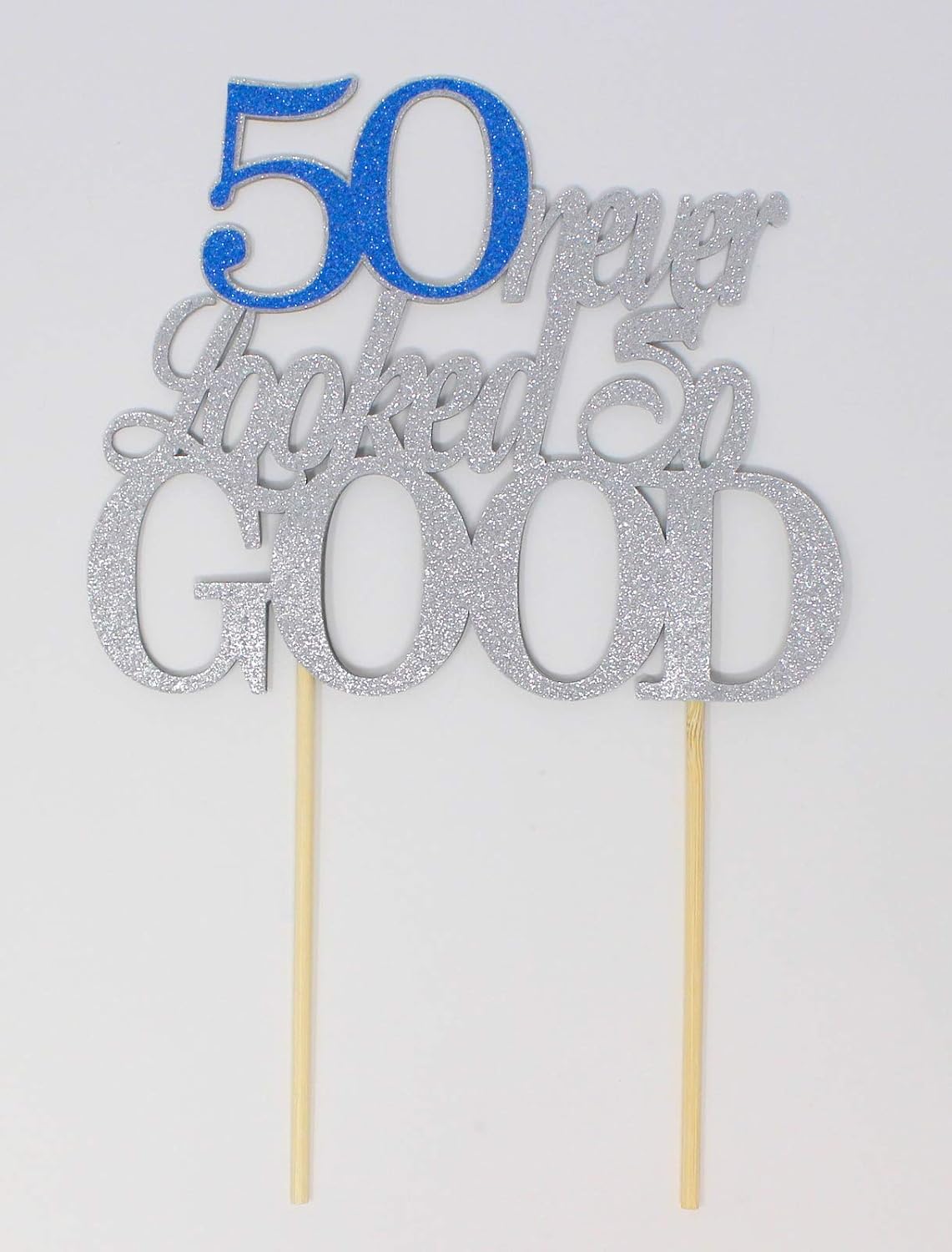 詳細 50 Never Looked So Good ケーキトッパー 1個 代引不可 写真小道具 Cat40nl センターピース 50歳の誕生日 パーティーの装飾 50周年記念日 シルバー