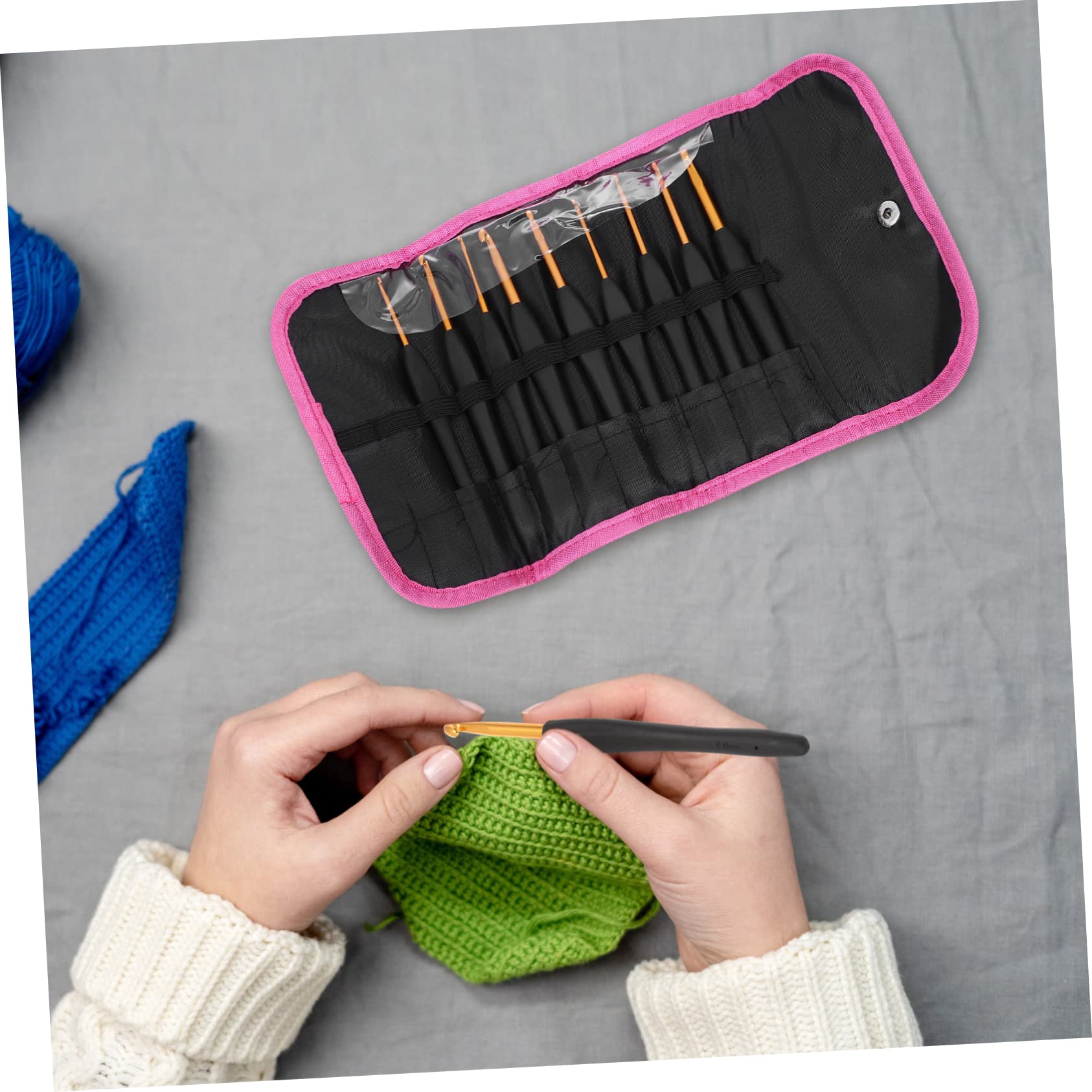 SHINEOFI 5 Juegos ganchillo pañuelos fular pamelas calcetines ganchillos crochet aguja enhebrar cuentas patas tejeduría kit de crochet para principiantes gancho de crochet aluminio
