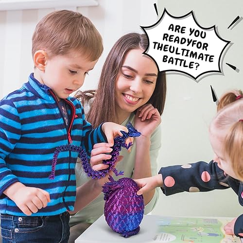 Miniatura 4 de Huevo de dragón impreso en 3D, huevo de dragón de cristal misterioso, juguetes sorpresa, huevos de dragón de cristal articulados con dragón en el