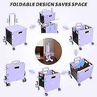 Vista 247 de FELICON SELORSS - Carrito plegable portátil con ruedas para subir escaleras y ruedas giratorias de 360°, mango telescópico, caja de plástico