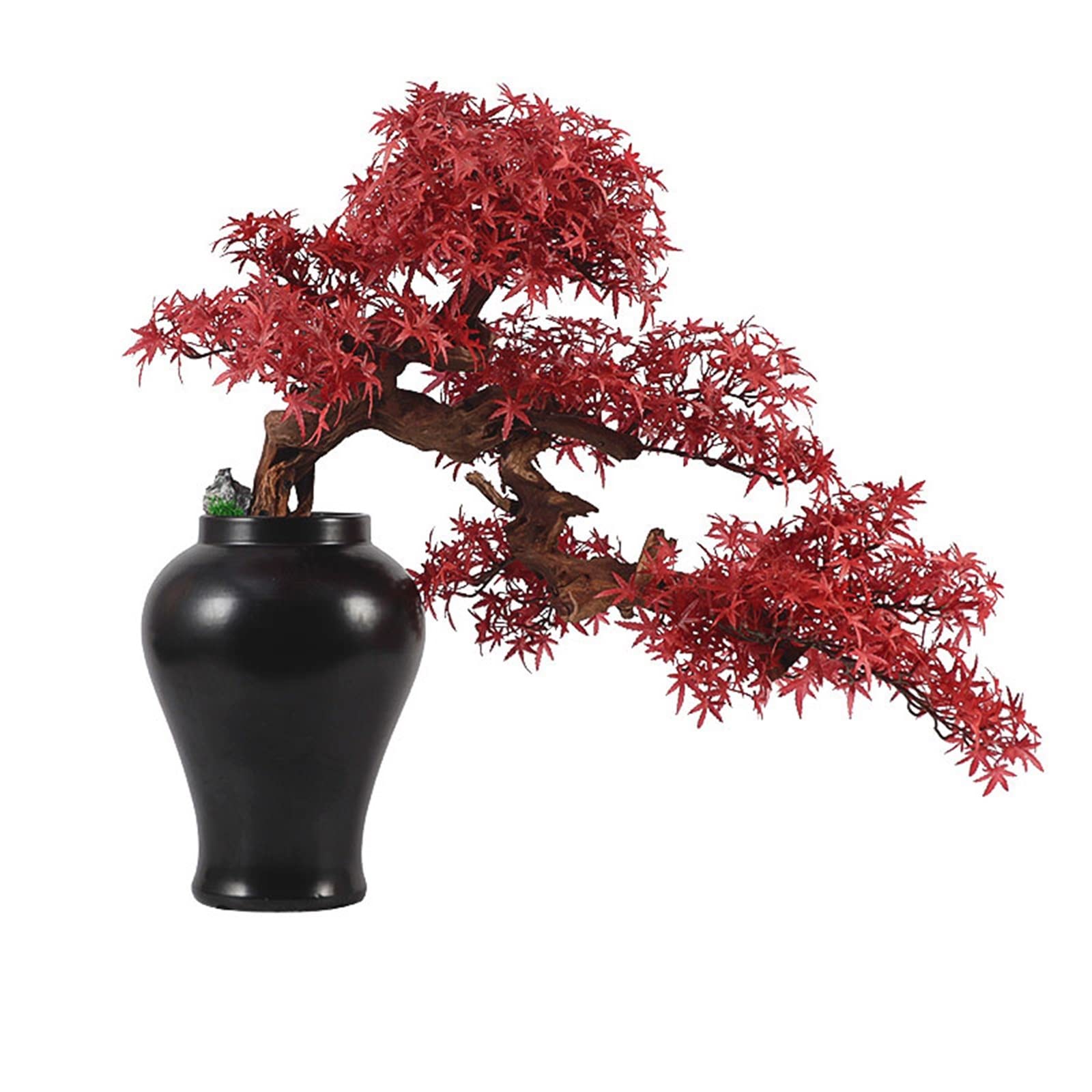 IUokLU Tree Fake Plant Artificial Bonsai Tree New Chinese Style Red Simulation Maple Bonsai Tree Home Living Room Office Desktop Simulation Bonsai Plant Ceramic Vase Potted Tree Artificial