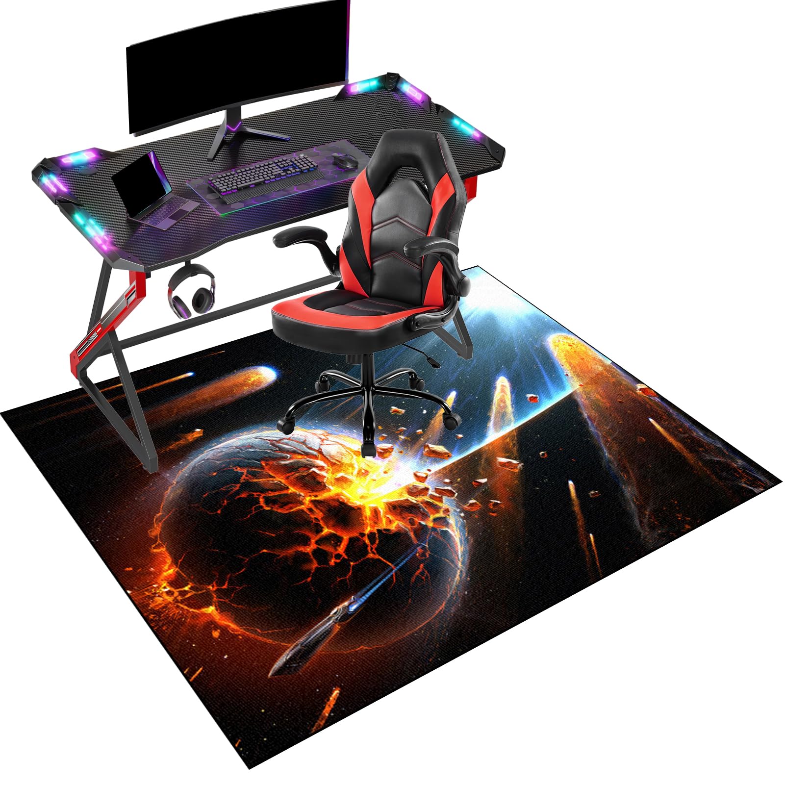 Fcenghox 2496A Office Gaming Chair Mat For Carpet 60 X 70 Cmcomputuer Desk Chair Mat For Hardwood Floor Under Desk Low-Pile Office Rug Gaming Rolling Chair Mat For Hard Wooden Black Protector Rug Washable
