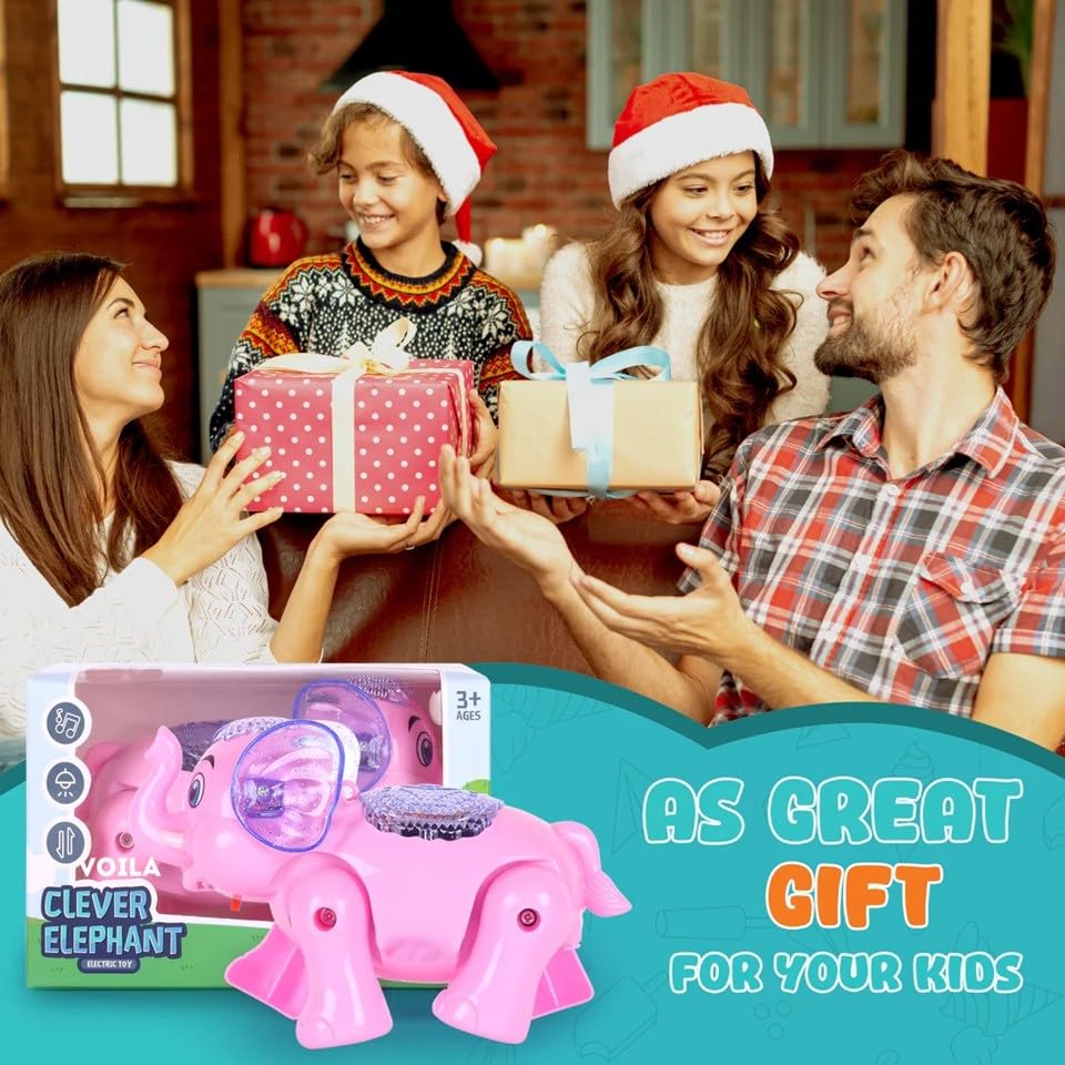 Image of Light-Up Walking Elephant Toy for Kids | Musical LED Flashing Animal Toy with Colorful Lights | Electric Moving Cartoon Elephant Toy for Toddlers, Boys & Girls | Fun Gift for Children