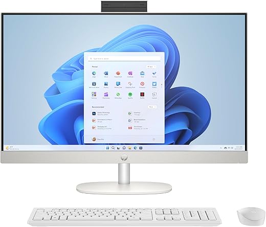 HP All-in-One Desktop 27 PC, AMD Ryzen 7 7730U, 16 GB DDR4, 1TB SSD,Dual 2W Speakers,Windows 11,MSO, Shell White, 6.72 kg, 27-cr0047in