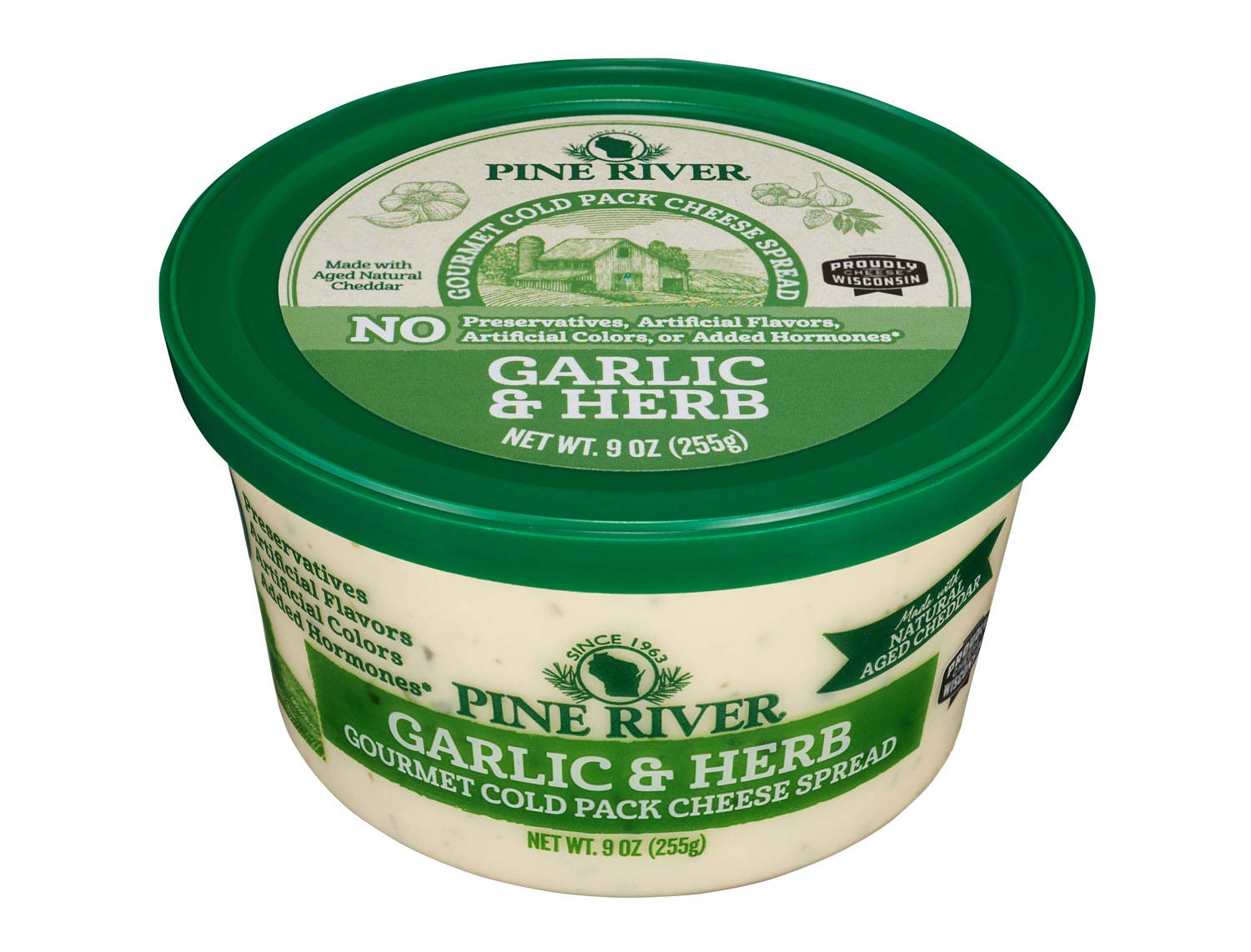 Pine River Natural Aged Garlic & Herb Cheese Spread 9oz (3 Tubs)