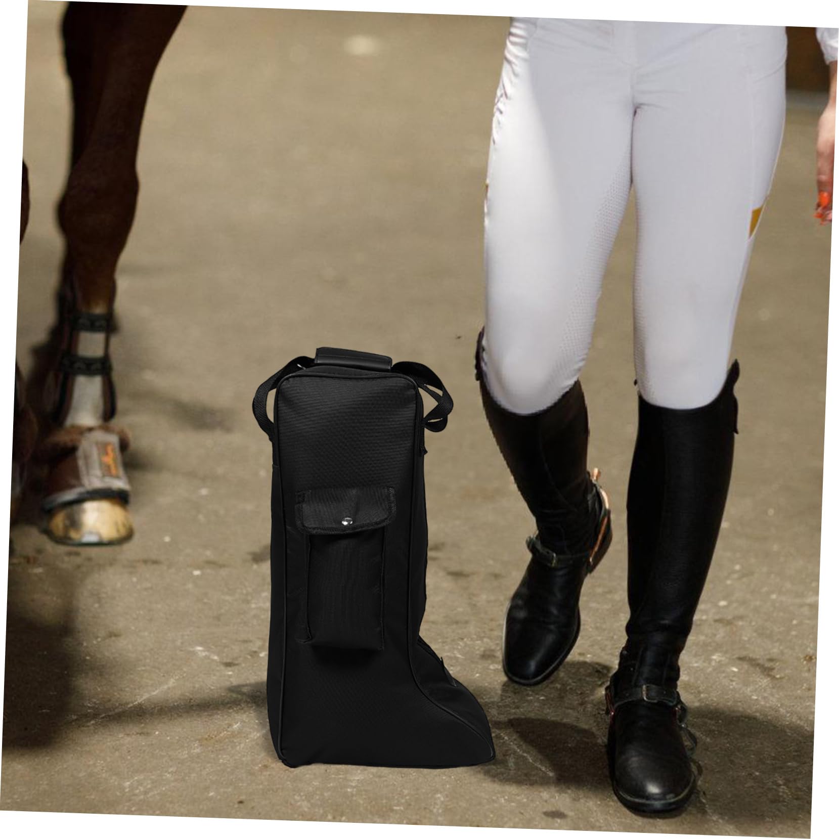 WOONEKY Borsa per Stivali Alti da Equitazione in Oxford Custodia per Trasporto e Riposto di Stivali da Sci Campeggio Tasca Frontale per Piccoli Oggetti