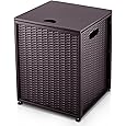 Propane Tank Cover Table for Gas Fire Pits, 16-Inch - Stylish Hideaway Table for Outdoor Living Space, Fits 20-Pound Tanks, Black