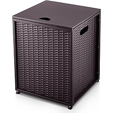 Propane Tank Cover Table for Gas Fire Pits, 16-Inch - Stylish Hideaway Table for Outdoor Living Space, Fits 20-Pound Tanks, Black
