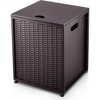 Propane Tank Cover Table for Gas Fire Pits, 16-Inch - Stylish Hideaway Table for Outdoor Living Space, Fits 20-Pound Tanks, Black
