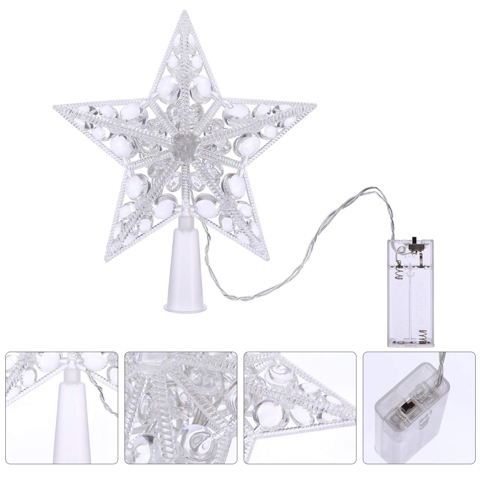 Uonlytech Christmas Tree Topper Crystal Star Tree Topper Rhinestone Christmas Star Light up Tree Stars Table Decoration Ornament Party Prop (Blue Light) - Image 4