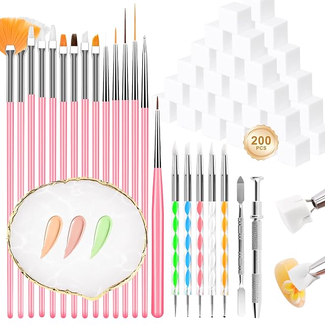 Nail Art Tools 200PCS Nail Sponges for Ombre and Nail Art Brushes Set Nail Design Tools with Nail