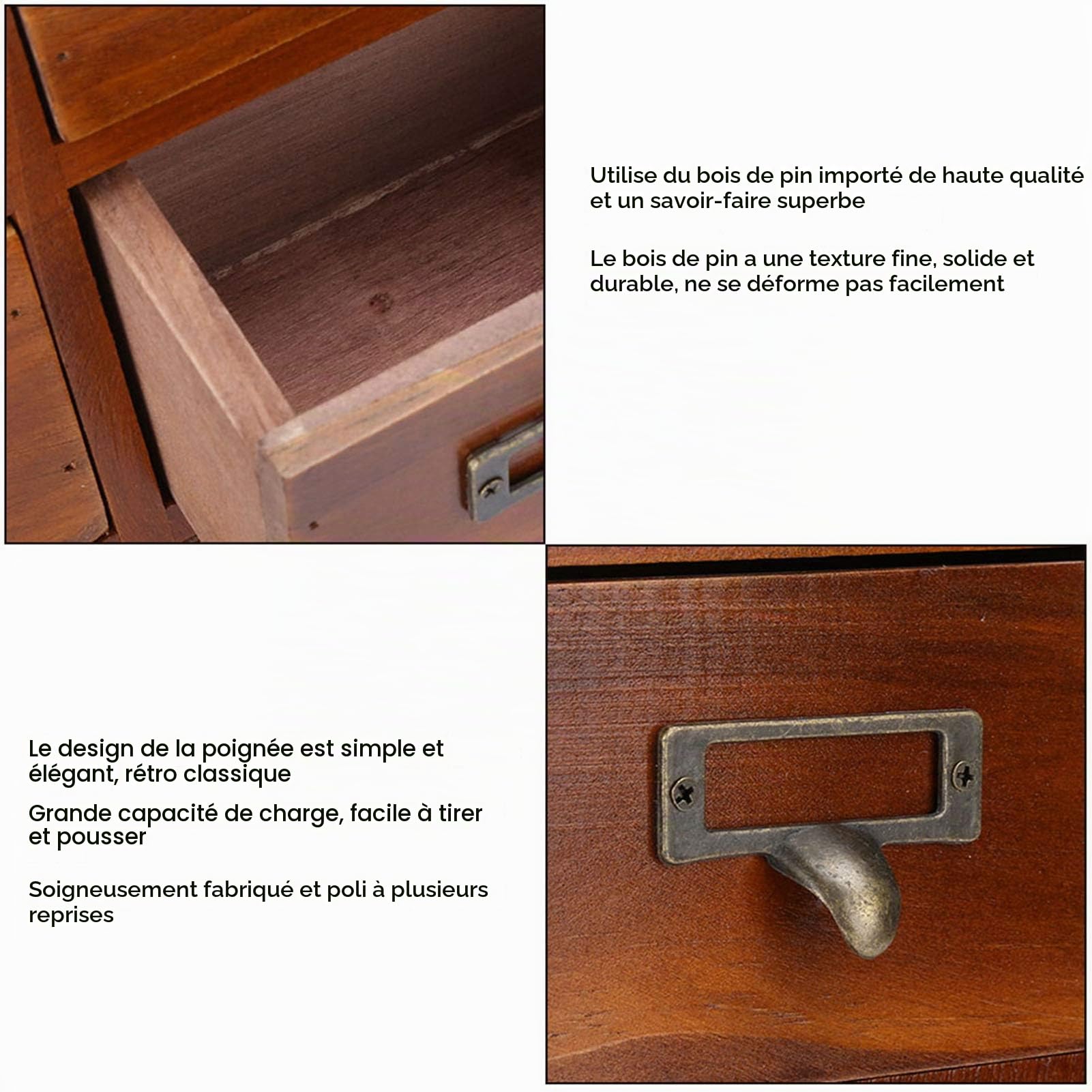 Organiseur de Bureau Vintage en Bois avec 9 Tiroirs, Armoire D'apothicaire, Boîte de Rangement pour Herbes, Meubles Vintage pour Médicaments – Bleu, pour Bureau (5042-01-(neuf