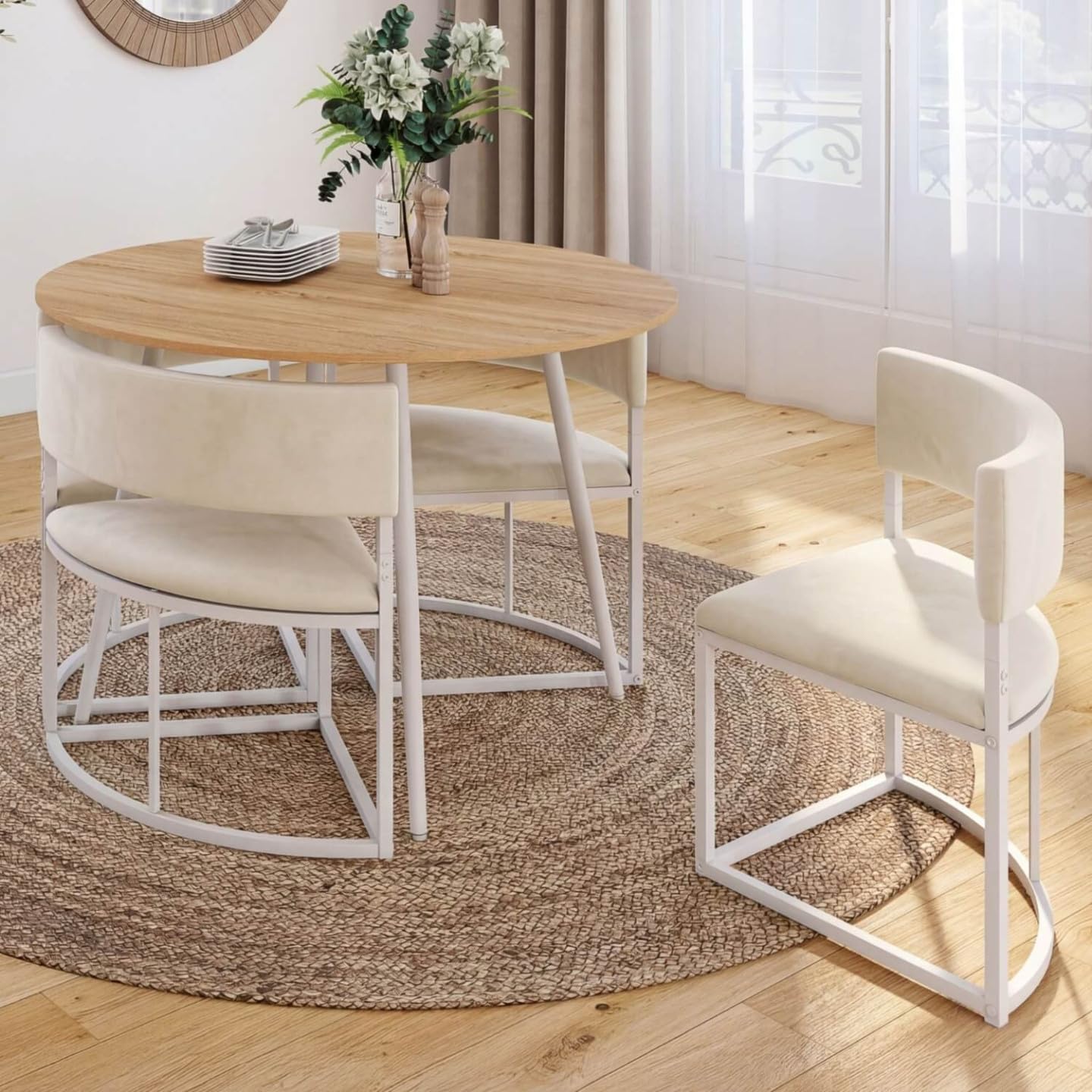 IDMarket - Ensemble Table et 4 chaises encastrables MILENE