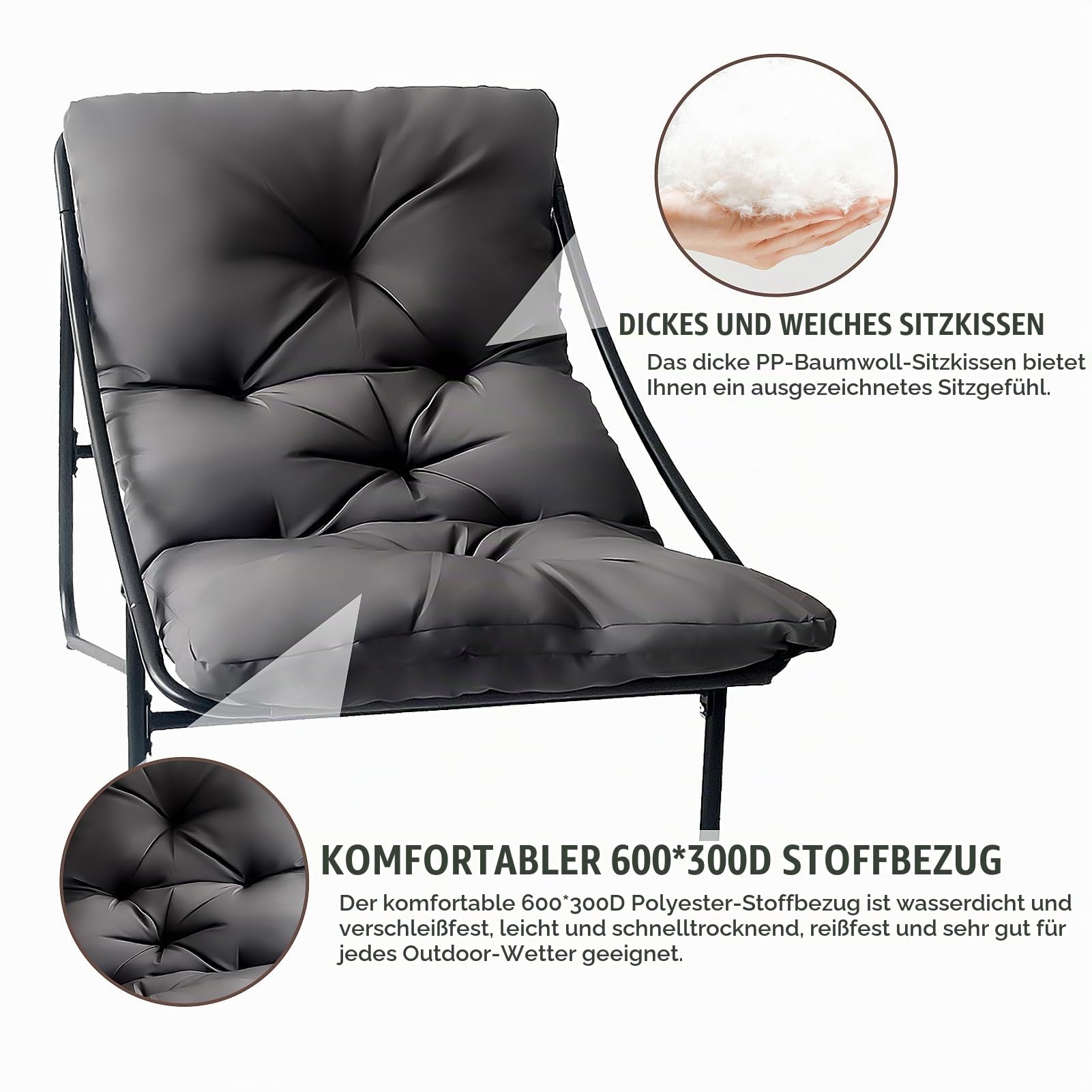 BalkonmöBel Set 3 Teilig, Gartenmöbel Set, Balkonmöbel Kleiner Balkon, Balcony Furniture mit Glastisch & Stahlgestell, Balkon Set 2 Personen, Garden Furniture Sets für Hof, Terrasse, Innen (Grau)