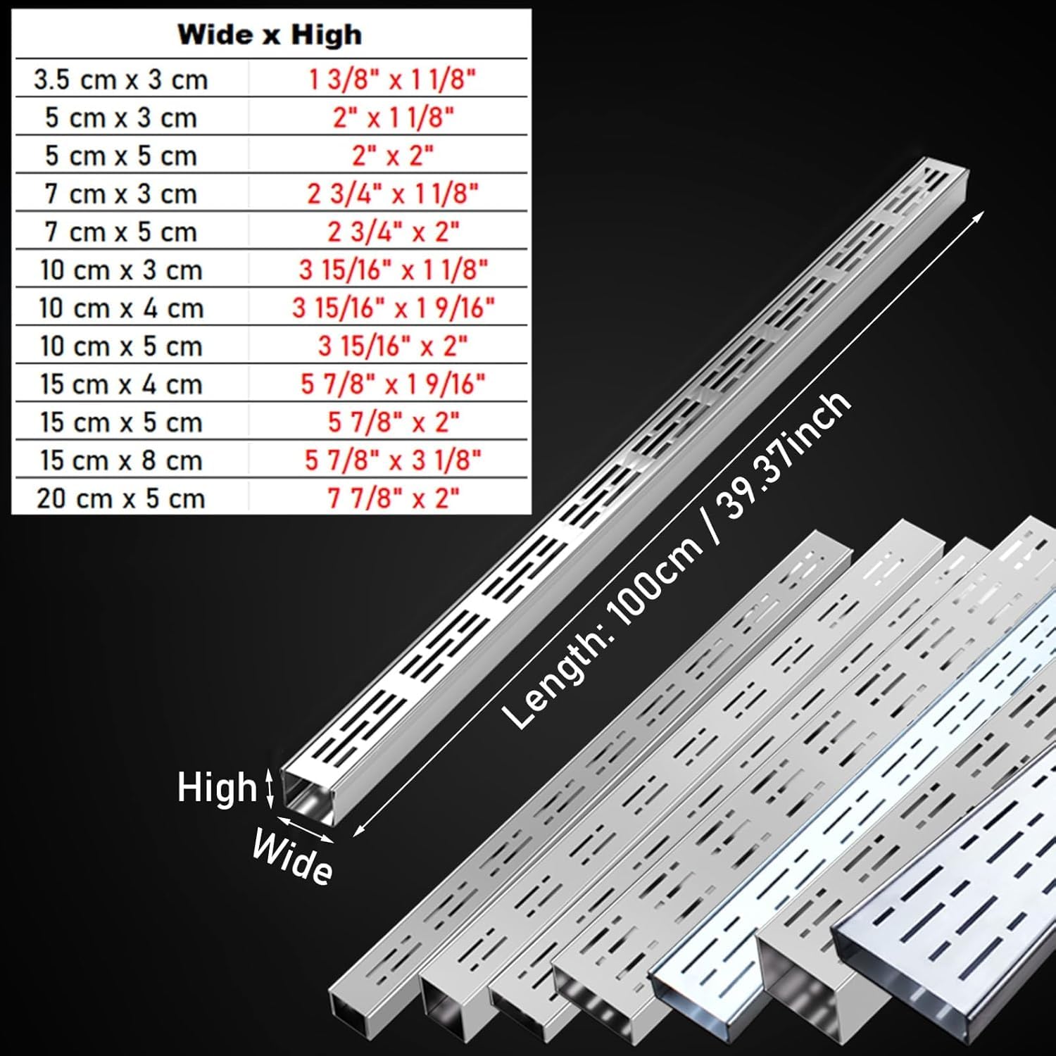 Wąski ruszt odpływowy na podwórko patio i podjazdy - wąski system rynnowy 1 opakowanie regulowane rozmiary 1-3/20.3 cm do 5-7/20.3 cm odporne na warunki atmosferyczne srebrne wykończenie