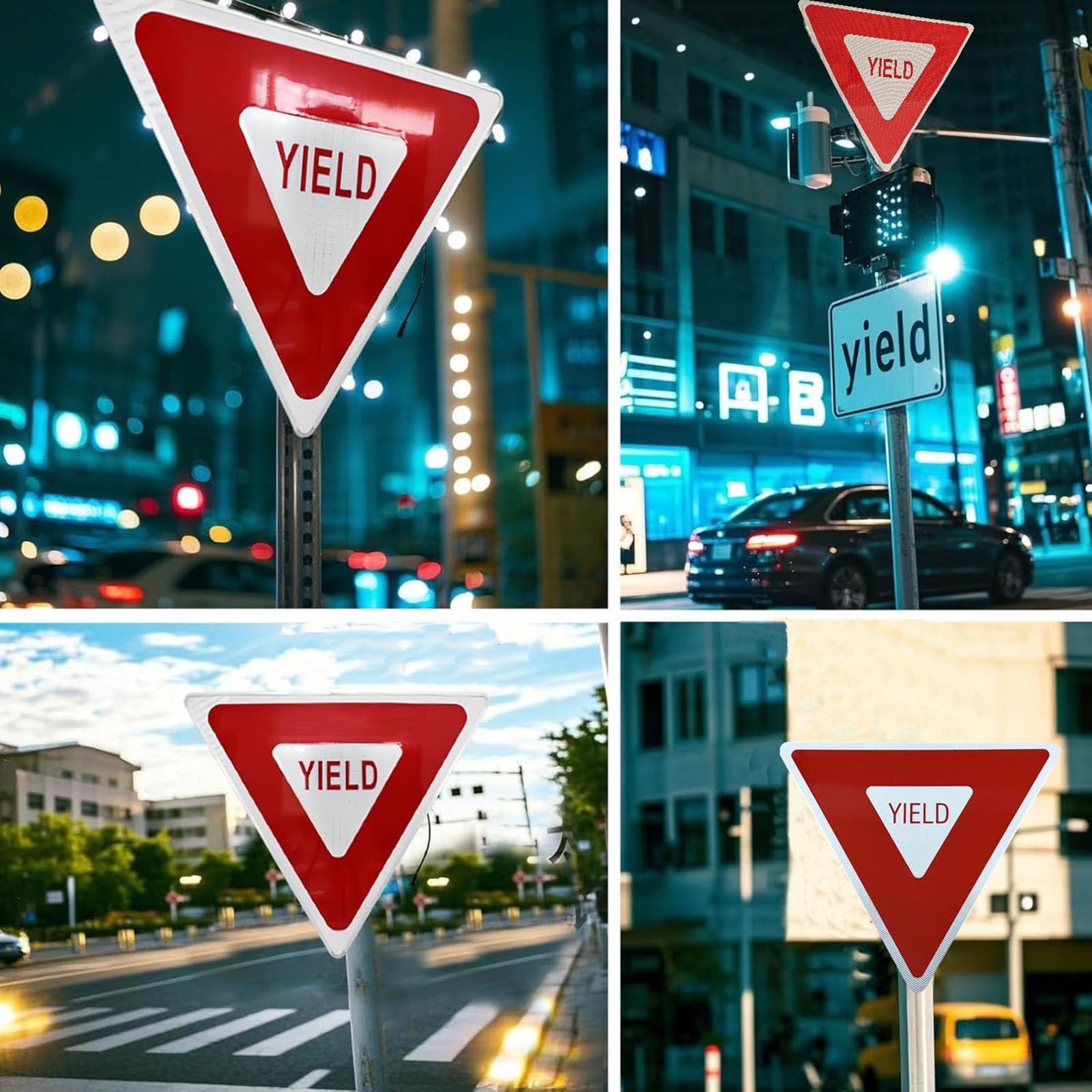Generisch Znak drogowy, 61 cm (24 cale), odblaskowa tabliczka z przodkiem ósmym – zgodna z MUTCD znak ostrzegawczy o jakości inżynieryjnej z akcesoriami montażowymi, wytrzymały 0,1 mm (0,1 cala