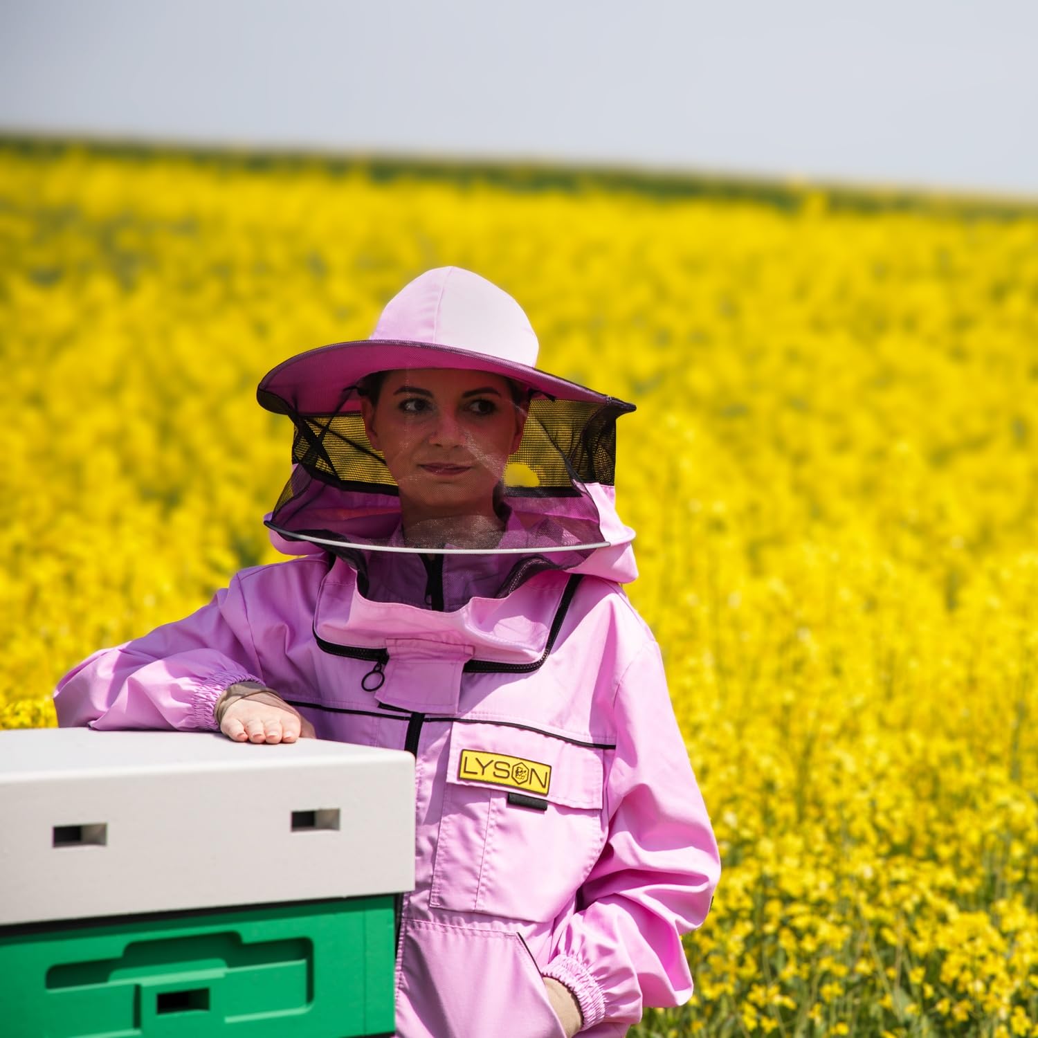 LYSON Imkerjacke mit abnehmbarem Hut, Imkerbluse mit Schleier, Schutzhemd für Imker Beekeeping Jacket Schutz gegen Bienen Insekten Imkerbekleidung Grösse S Imkereibedarf Imkerzubehör