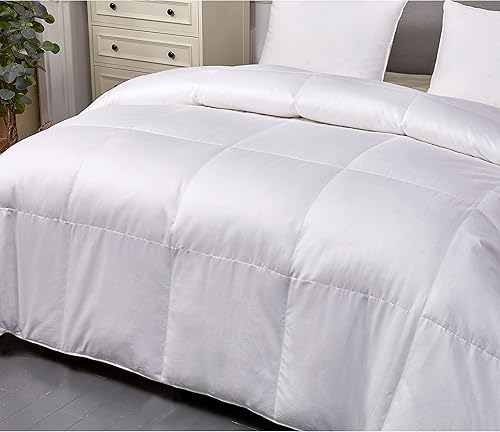 Miniatura 4 de Blue Ridge Home Fashions Edredón de plumón de ganso europeo de algodón egipcio de 1000 hilos, blanco, matrimonialqueen