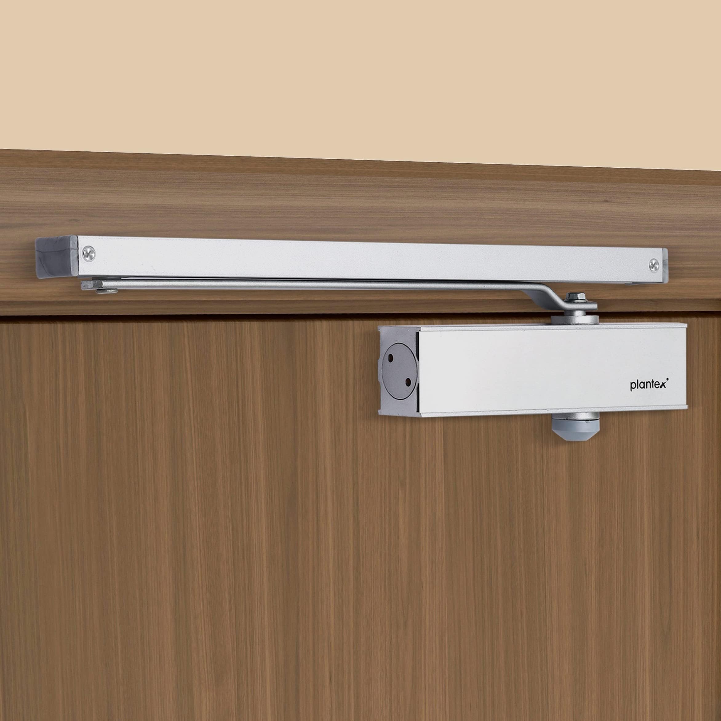 Plantex Automatic Aluminium Soft Door Closer with Double Speed for Heavy Door/Hydraulic Pelmet Arm Door Closer for Hotel-Home-Office (ISO 9001 Certified) (Capacity 120 Kg, Silver)