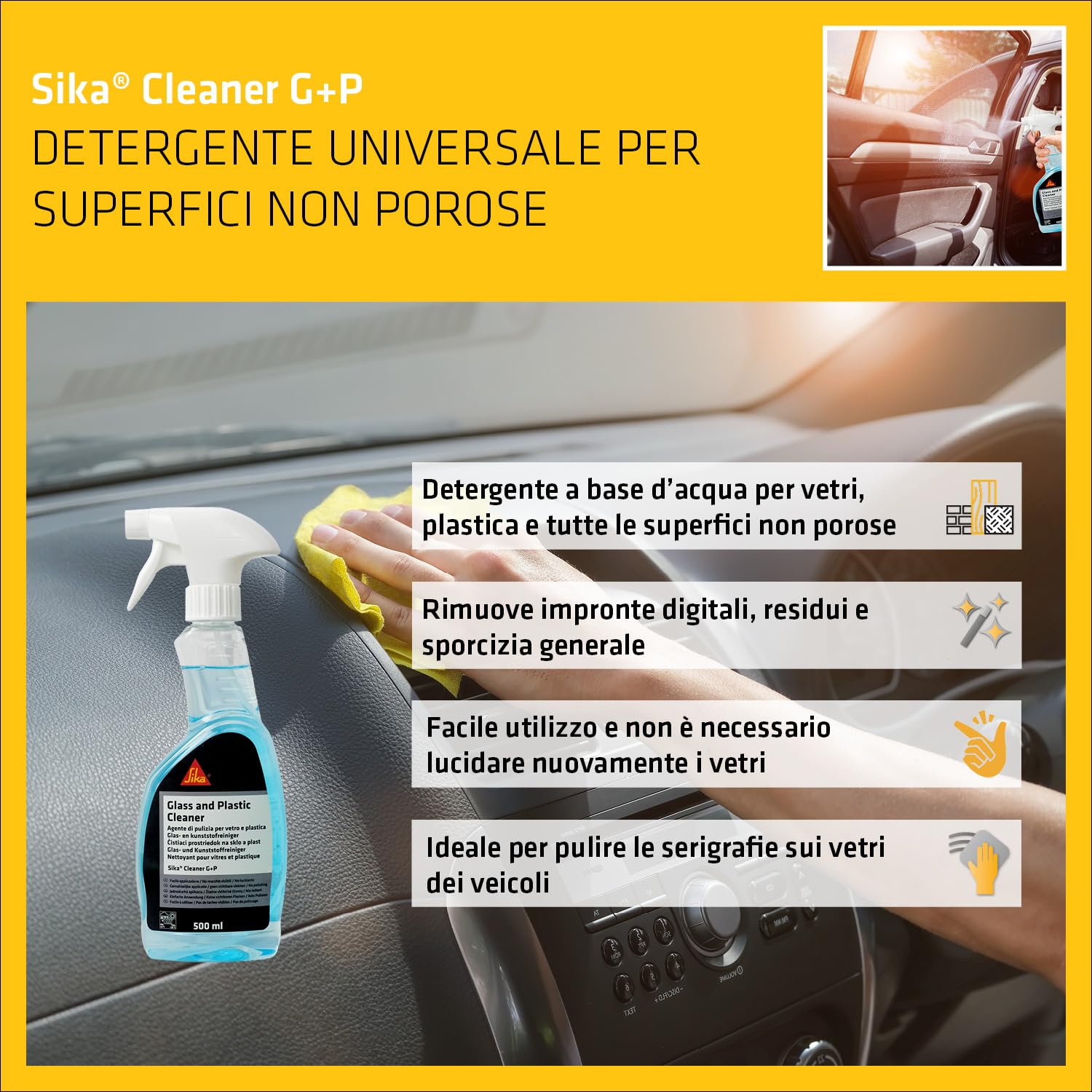 SIKA Sika Cleaner G+P Sgrassatore spray per vetro e plastica 500 ml