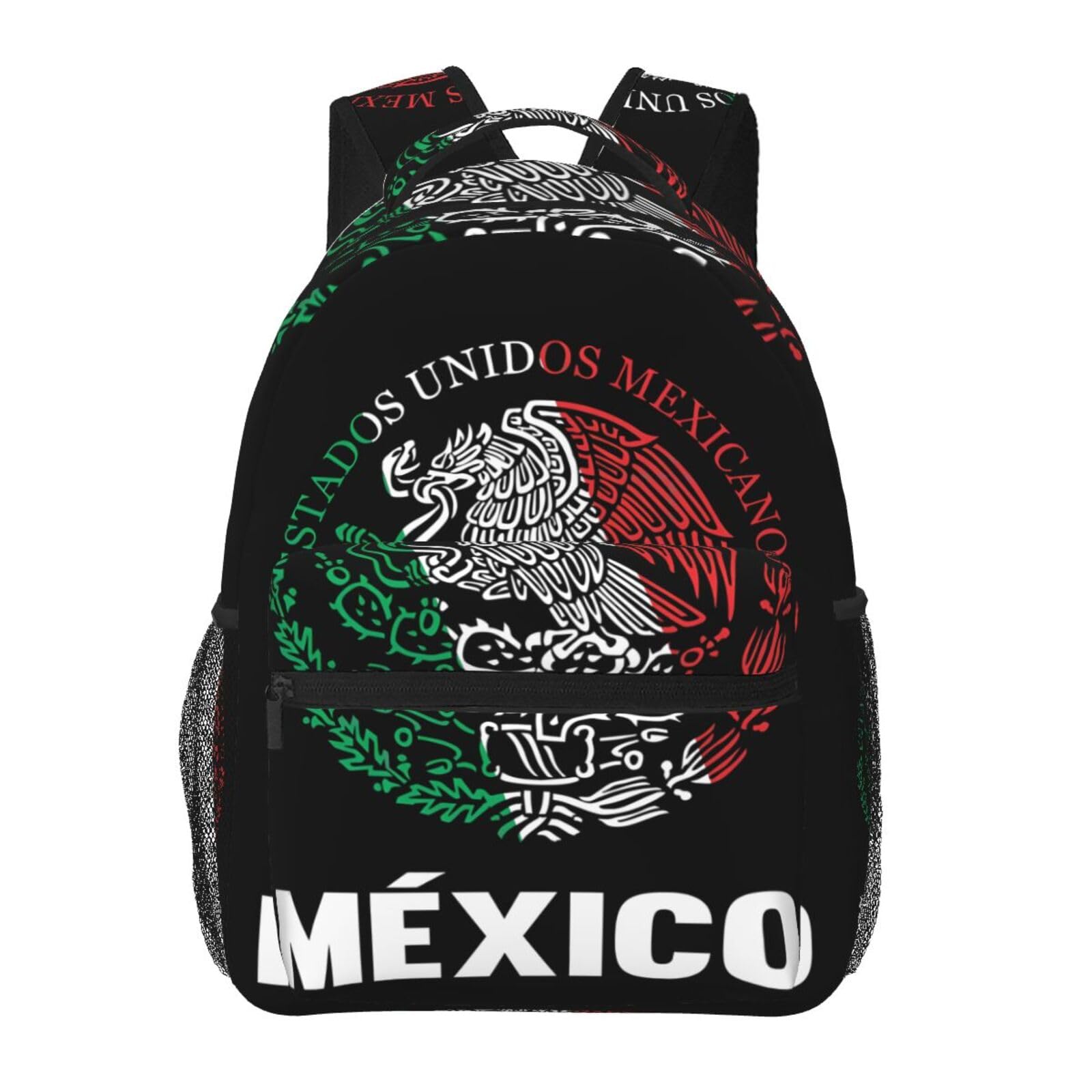 KOSUES Mexican Flag Eagle Laptop Backpacks Double Shoulder Laptop Pack Bag Daypack Back Pack Bags Rucksack Computer Bag with Side Pockets Front Zipper