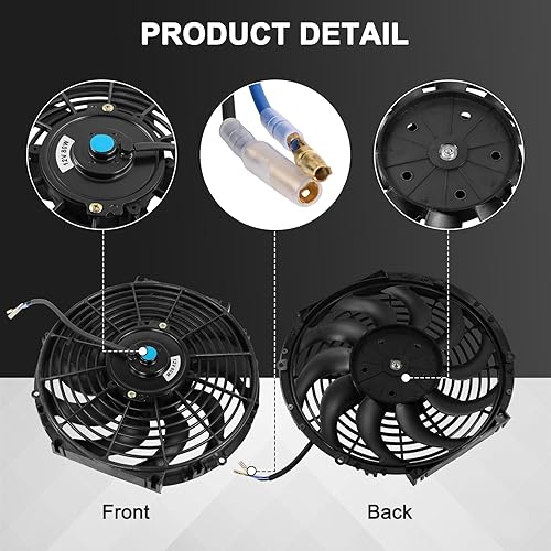 Vista 61 de JDMSPEED Nuevo 14 "pulgadas universal delgado ventilador push pull radiador eléctrico enfriamiento 12V kit rojo