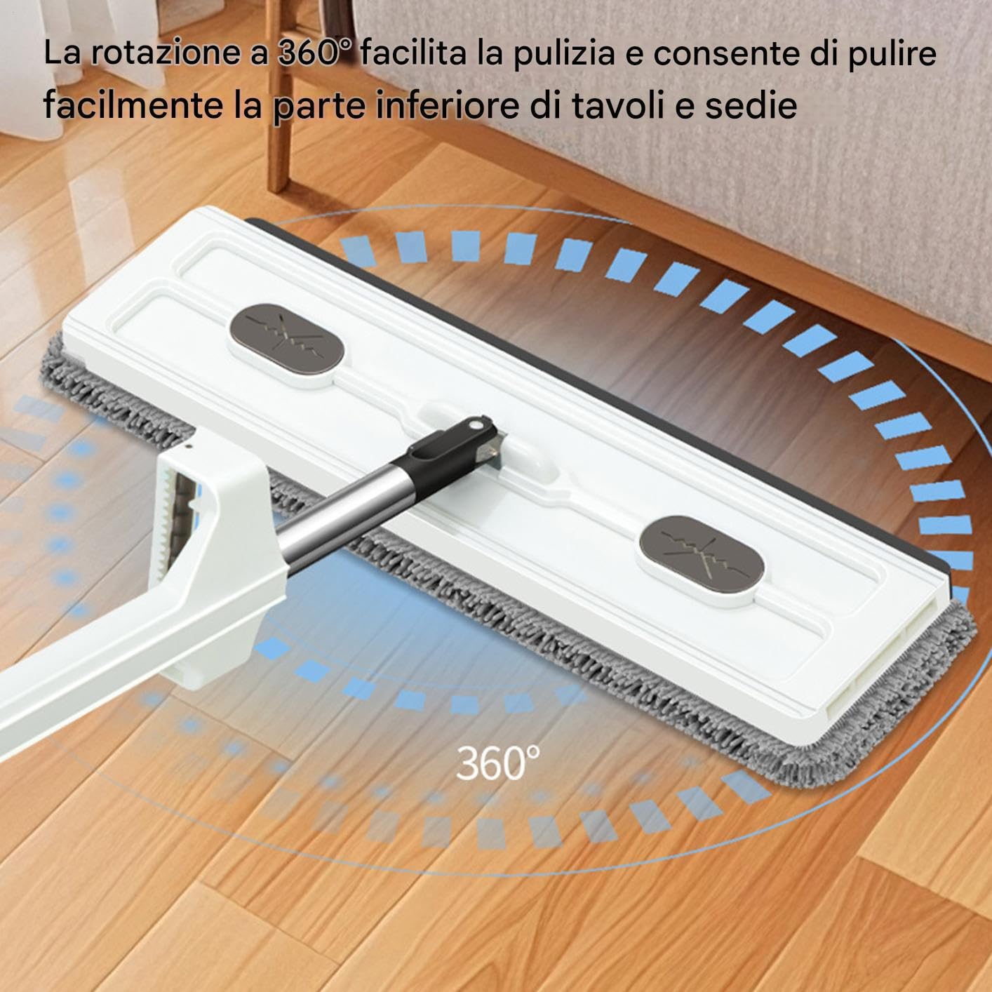 Fregona Platos Para El Piso - Fregona Y Cubo | Herramienta Más Limpiador De Pisos | 360 ° Herramienta De Limpieza Doméstica De 360 ° Con Mango Largo Para Madera Duro, Azulejos
