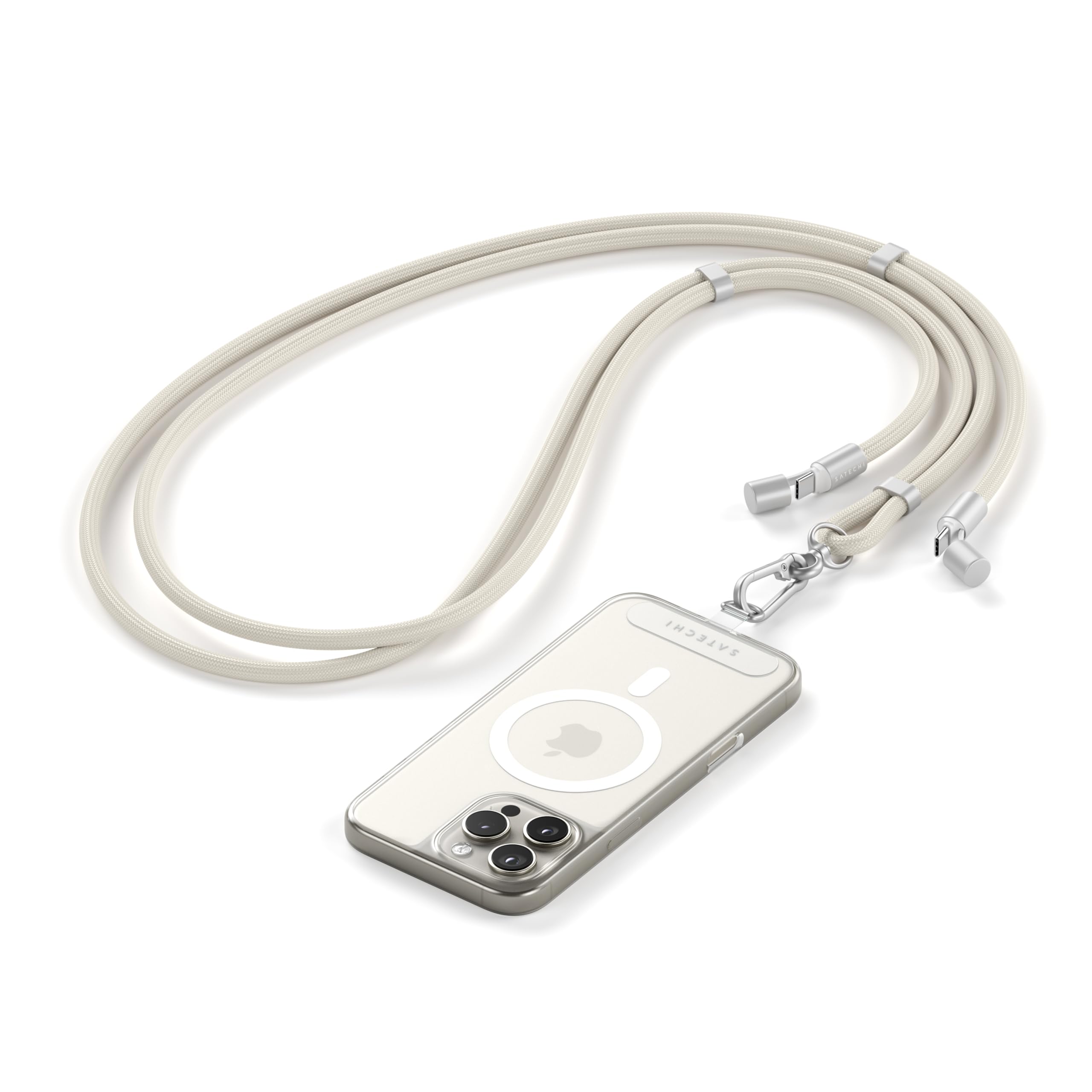 Satechi OntheGo USB-C Lanyard Cable, 60W Fast Charging, 480Mbps Data Transfer, Built-in Crossbody Strap, Adjustable 1.5m / 4.9ft Braided Cord, USB-C