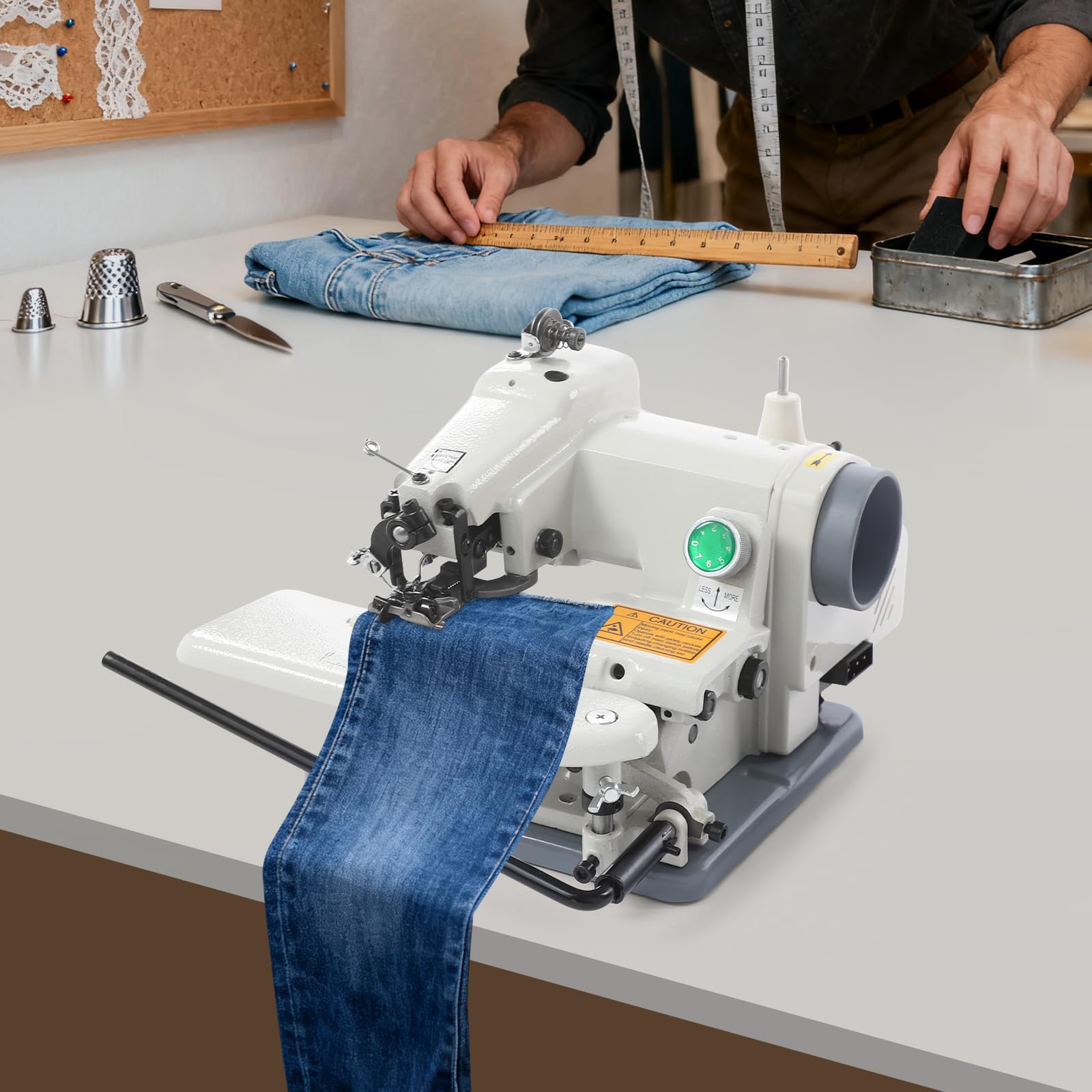 100W Blindstichmaschine, Tragbare Blindstich Saummaschinen, Blindstich Nähmaschine, Haushaltsnähmaschine 1200 U/min, Schneider Nähmaschine, für Schneidereien und Reinigungen